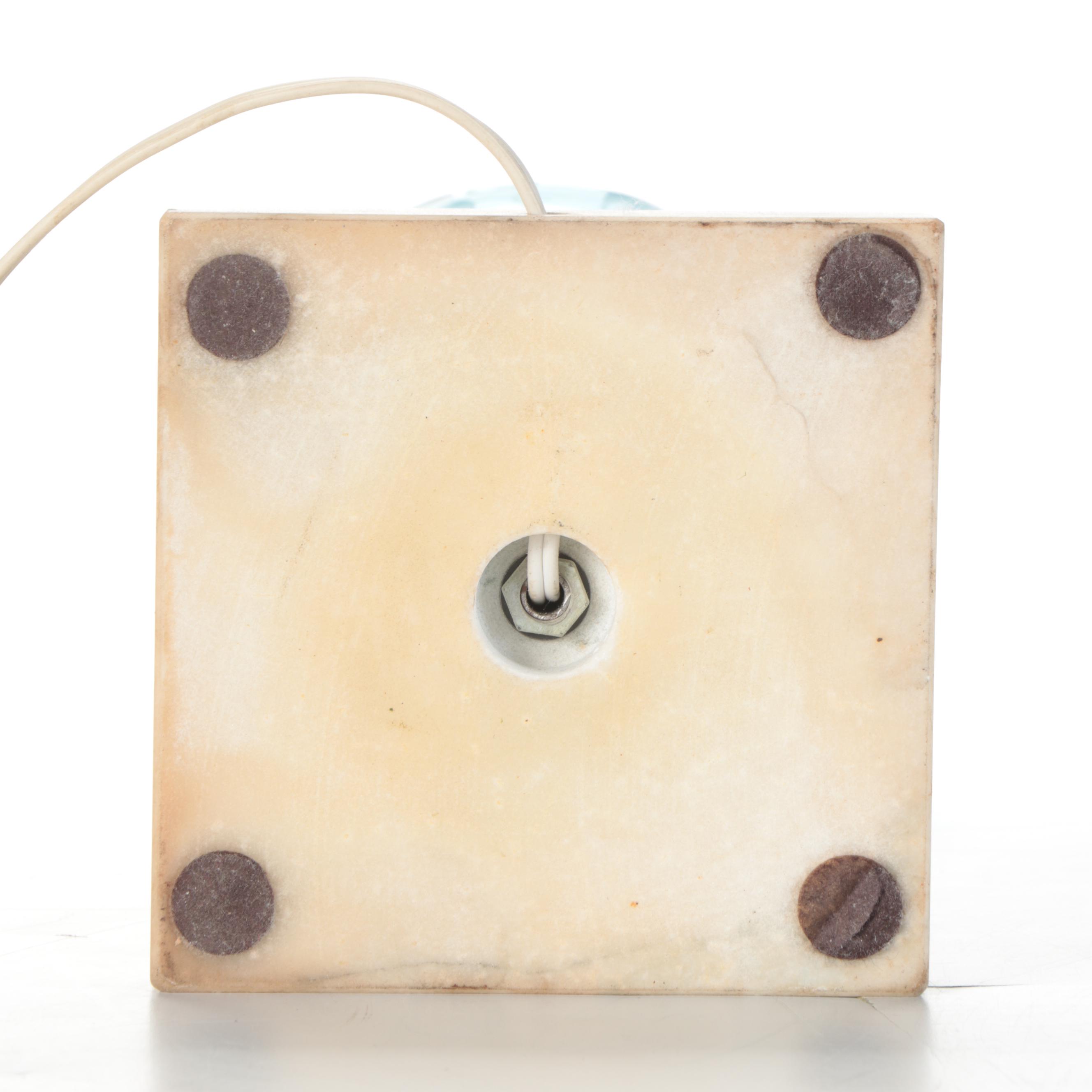 Victorian Blue Glass Kerosene Table Lamp, Adapted Mid-20th Century