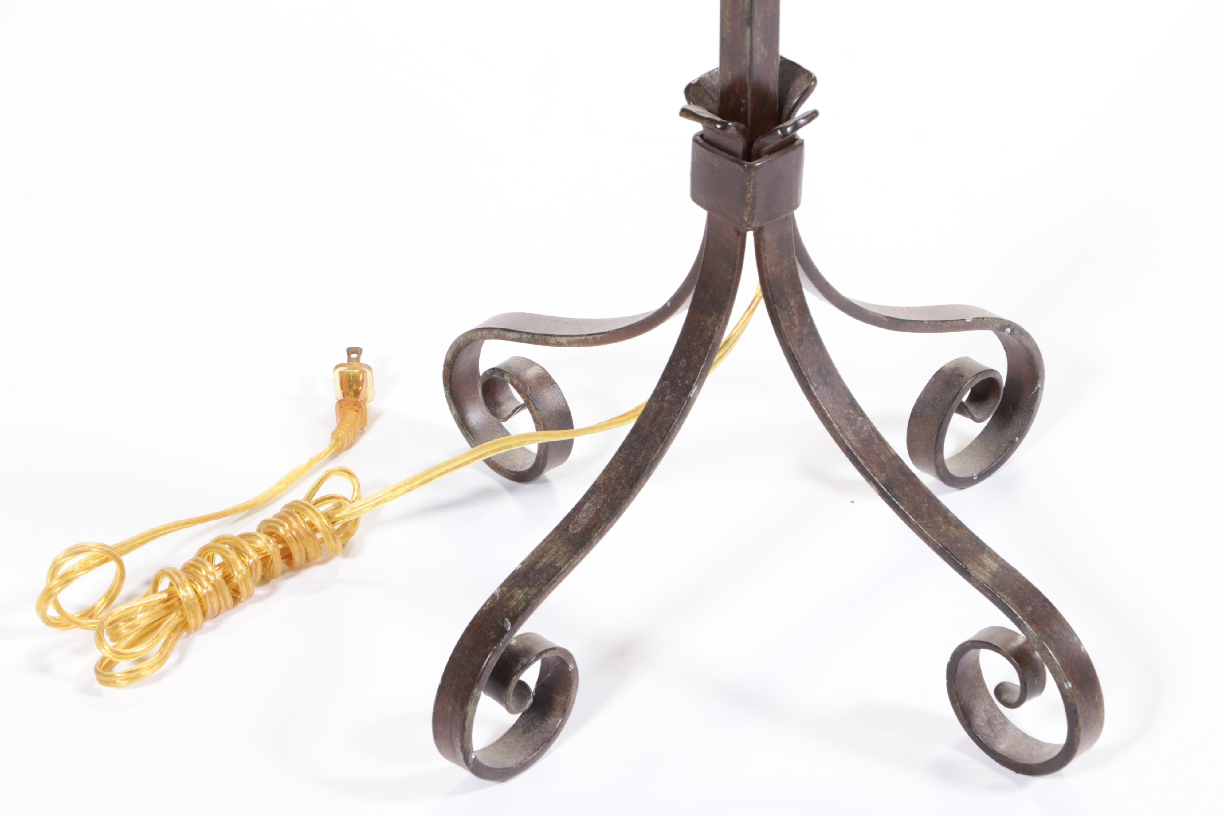 Colonial Style Wrought Iron Floor Lamp, Late 20th Century
