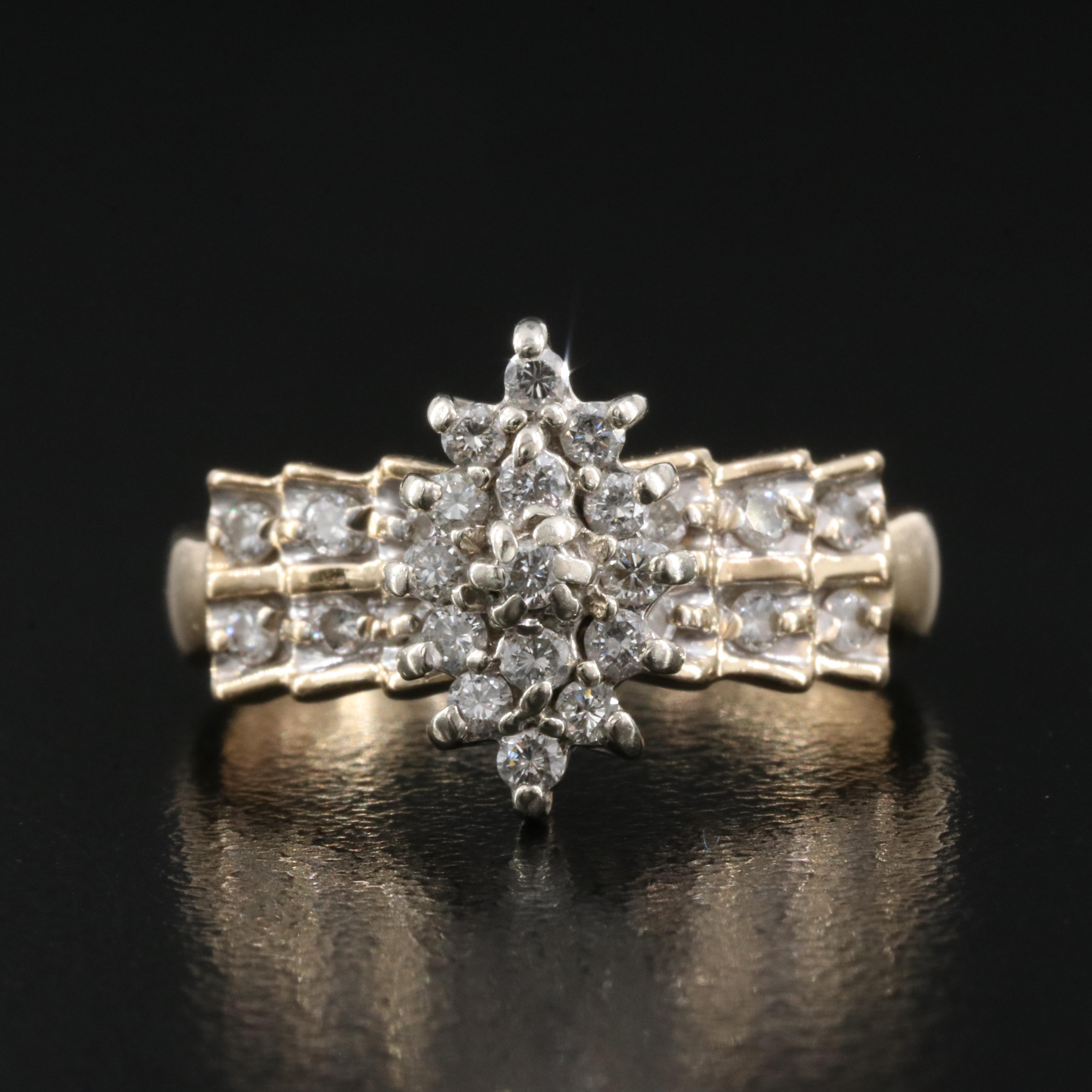 14K 0.50 CTW Diamond Cluster Ring