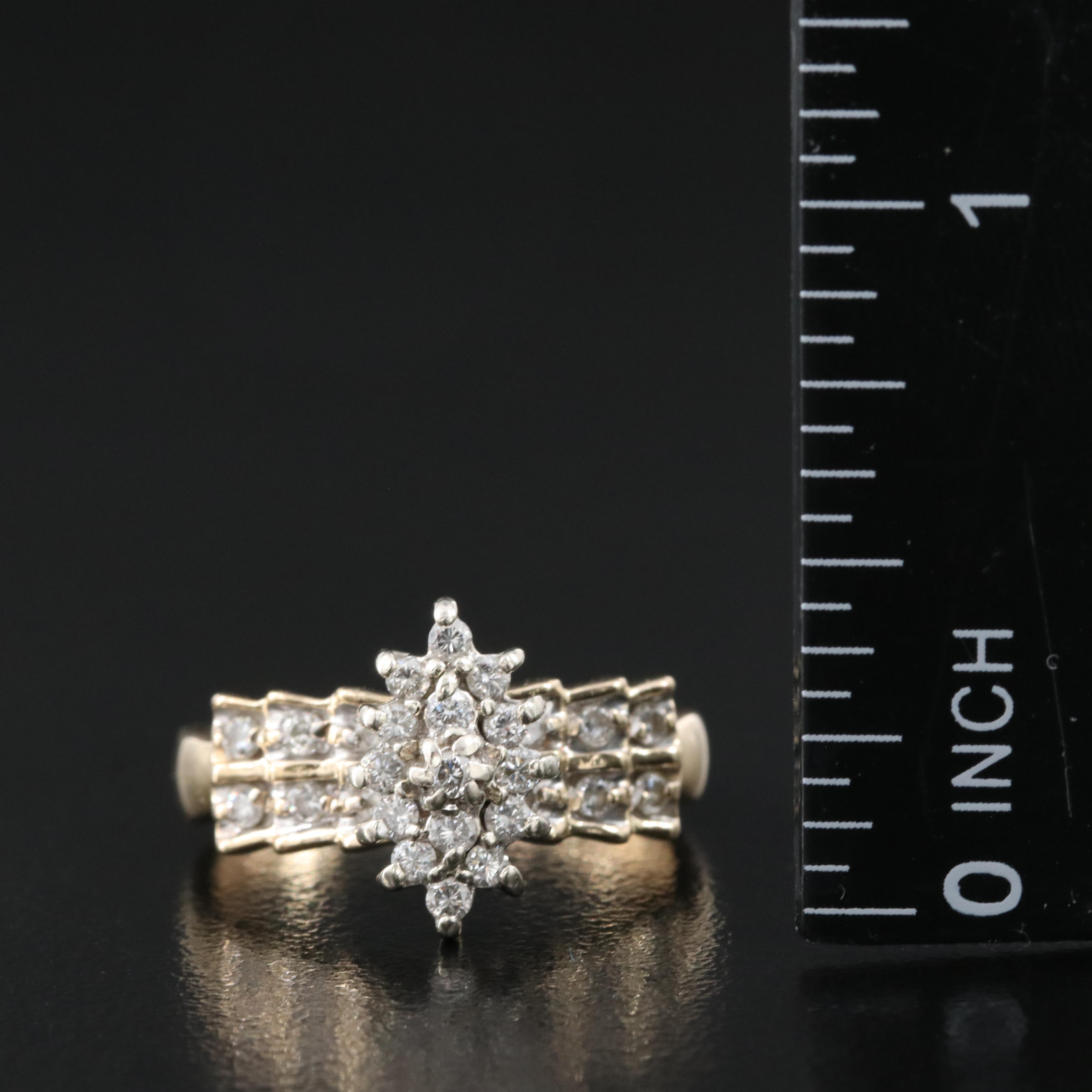 14K 0.50 CTW Diamond Cluster Ring