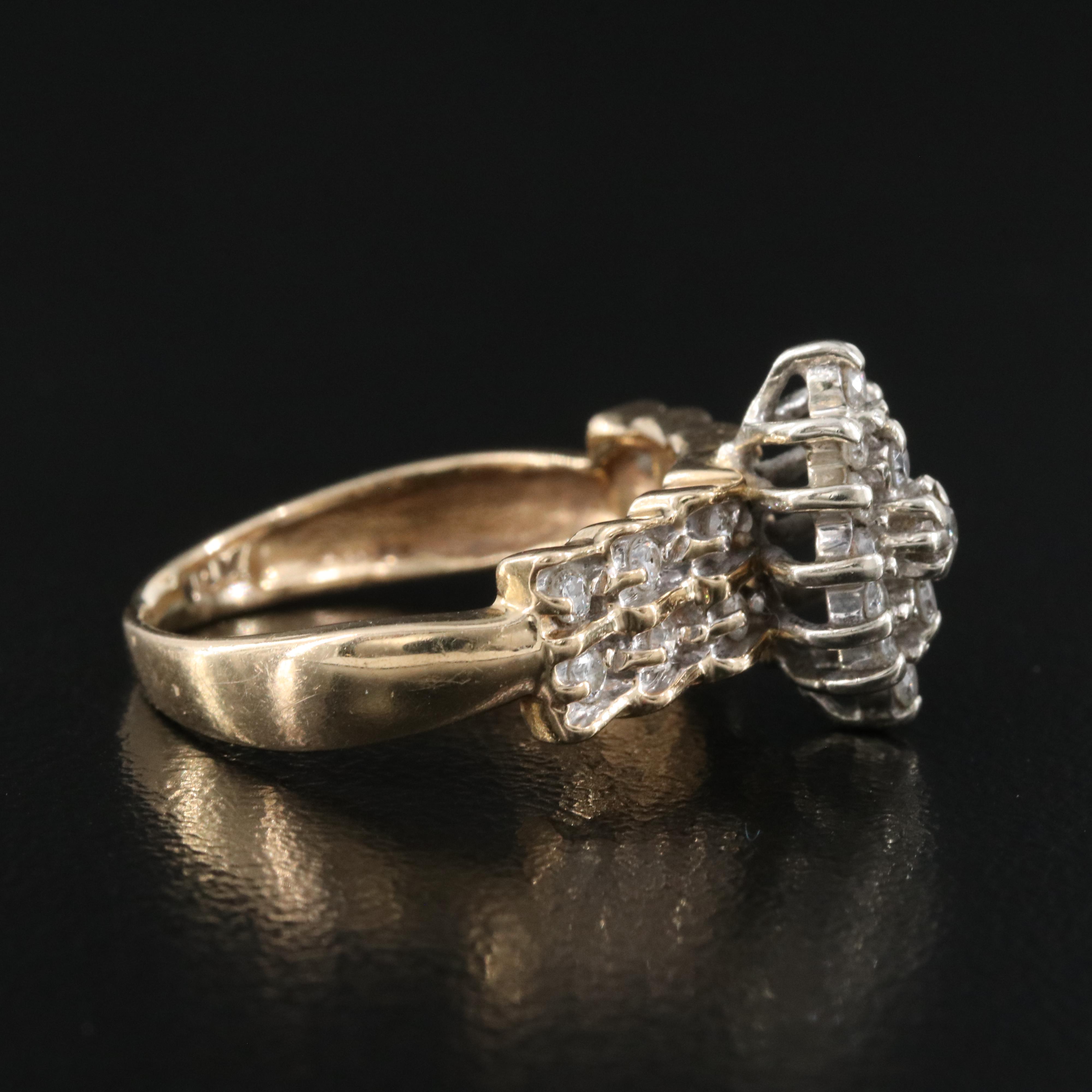 14K 0.50 CTW Diamond Cluster Ring