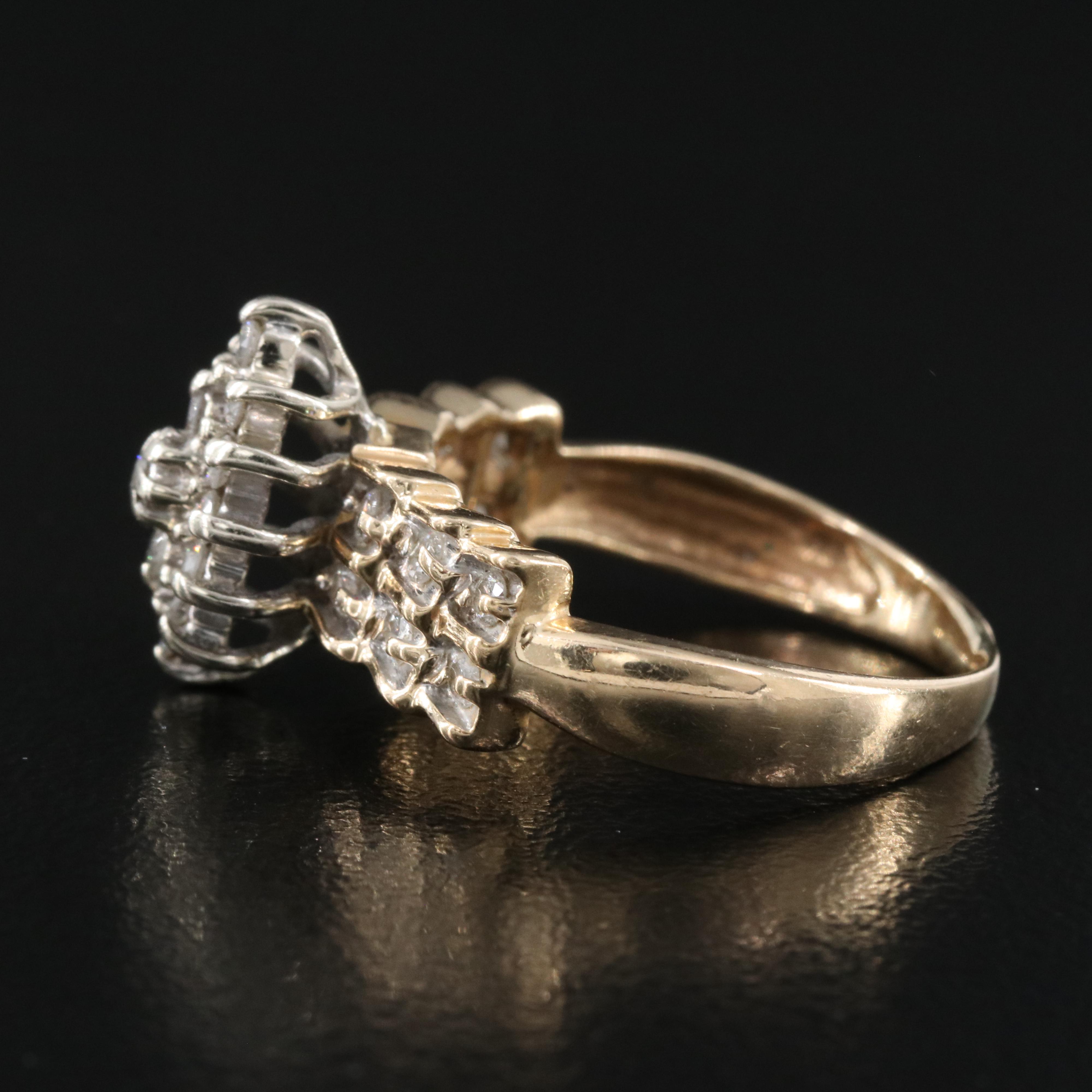 14K 0.50 CTW Diamond Cluster Ring