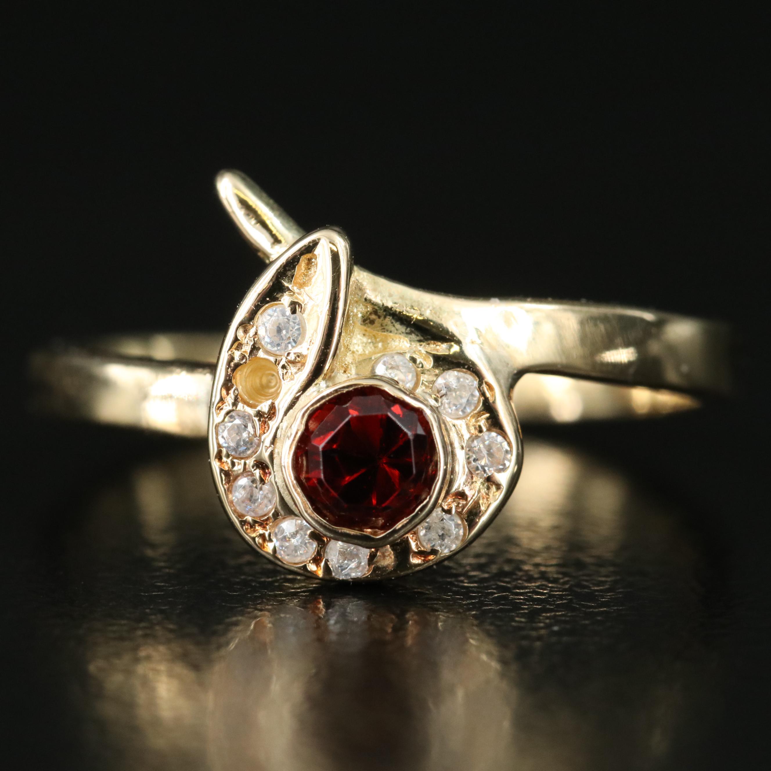 18K Garnet and Cubic Zirconia Ring