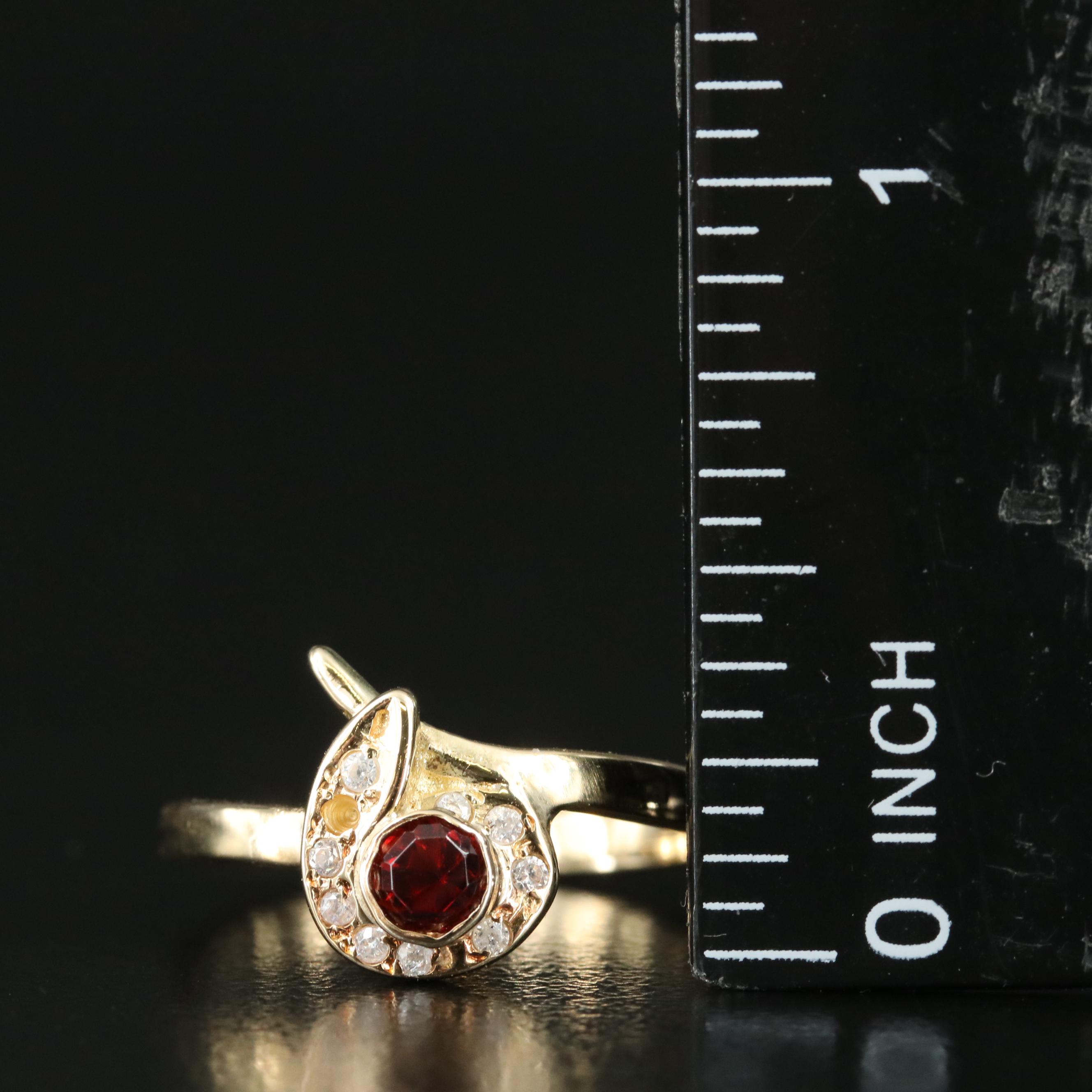18K Garnet and Cubic Zirconia Ring