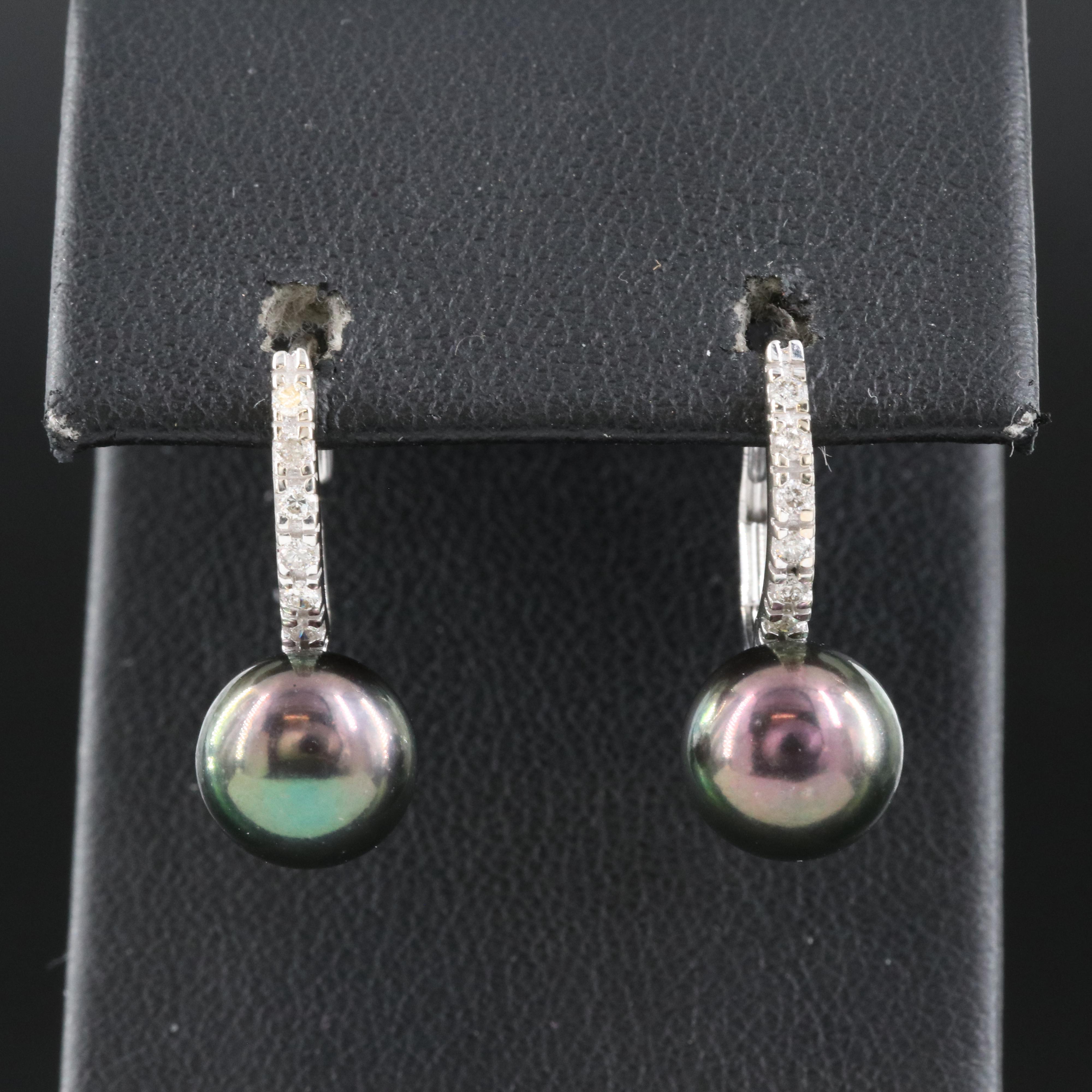 14K Pearl and Diamond Earrings