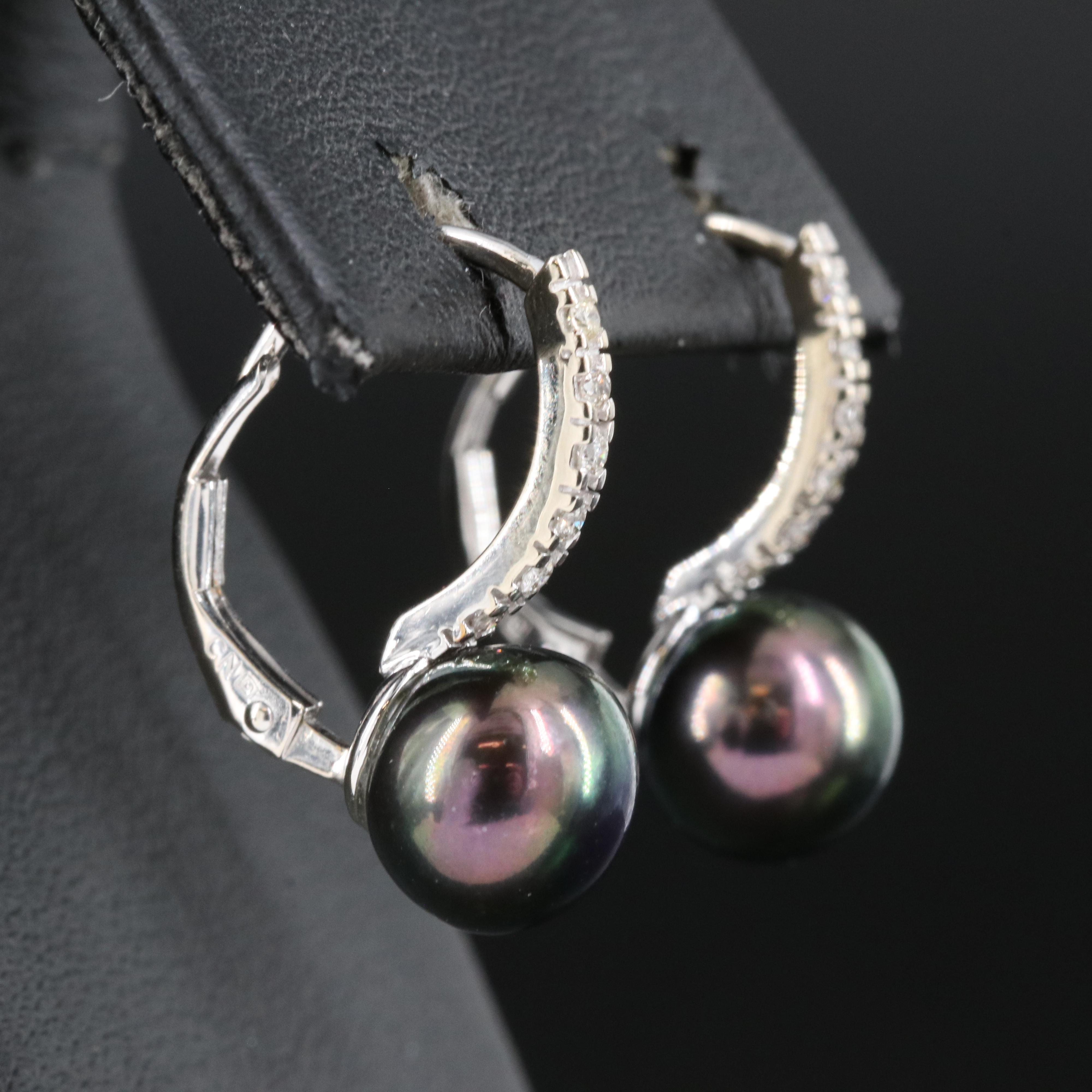 14K Pearl and Diamond Earrings