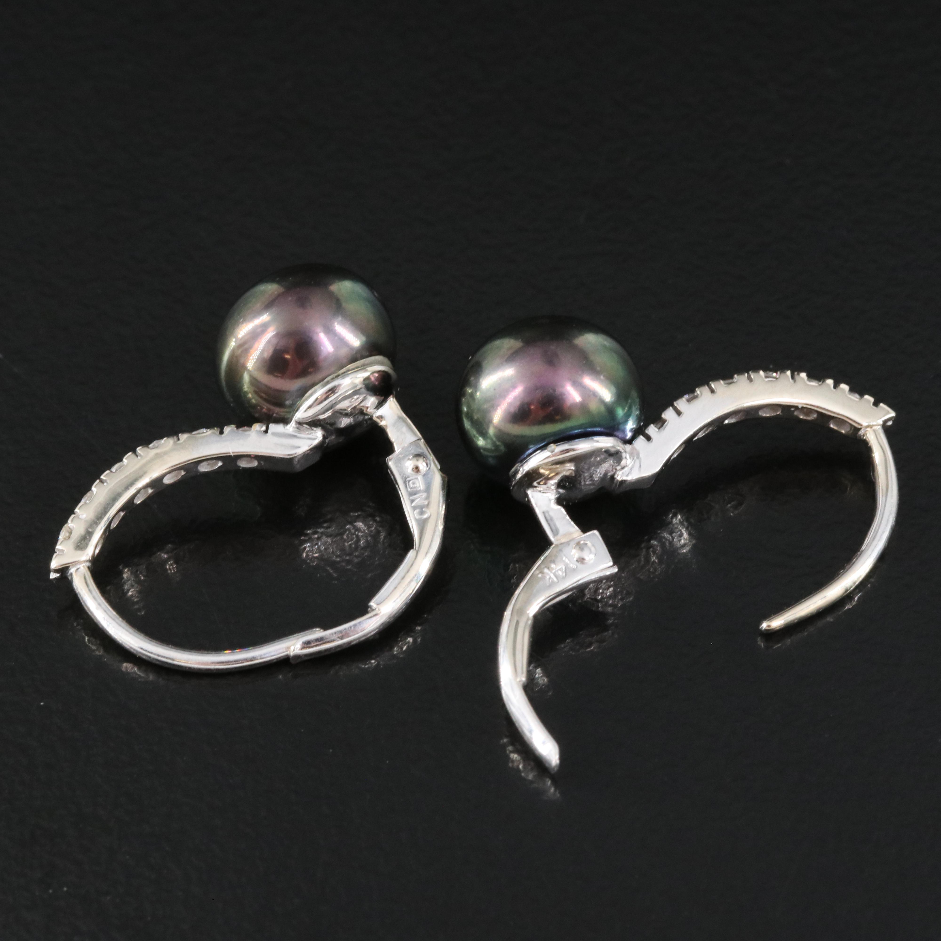 14K Pearl and Diamond Earrings