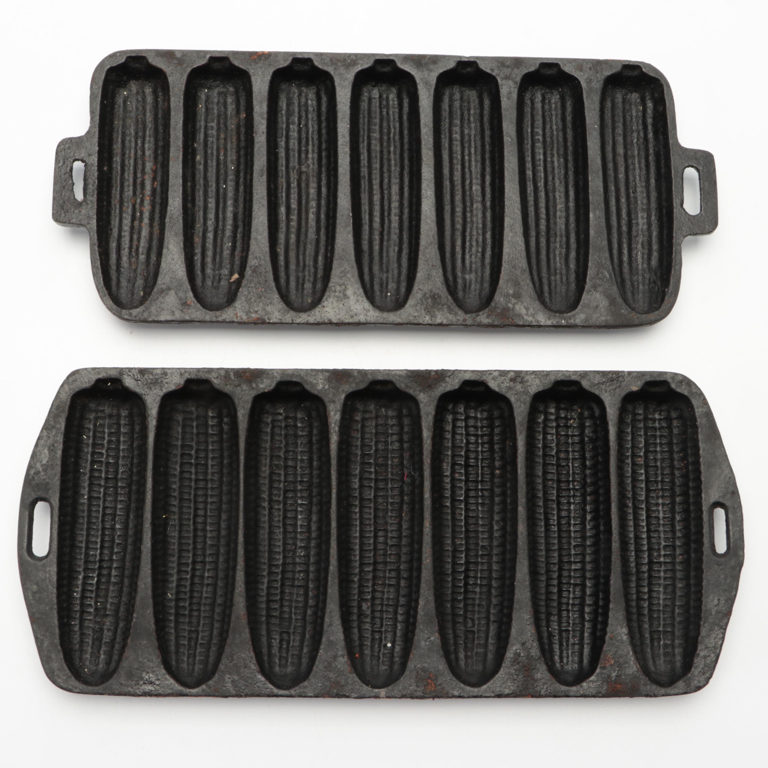 Cast Iron Corncob Cornbread Molds and Sad Irons with Heart-Shaped Basket