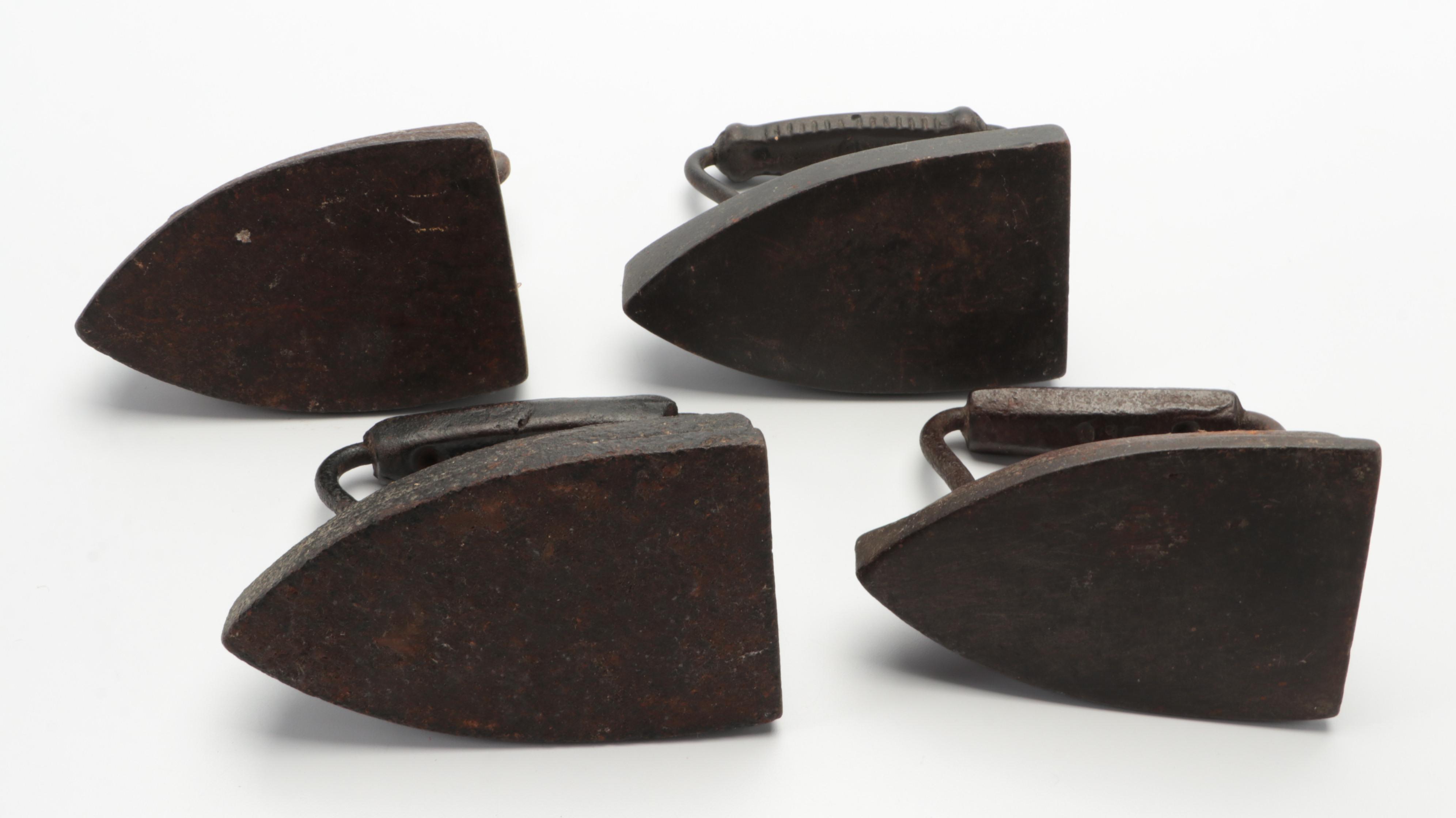 Cast Iron Corncob Cornbread Molds and Sad Irons with Heart-Shaped Basket