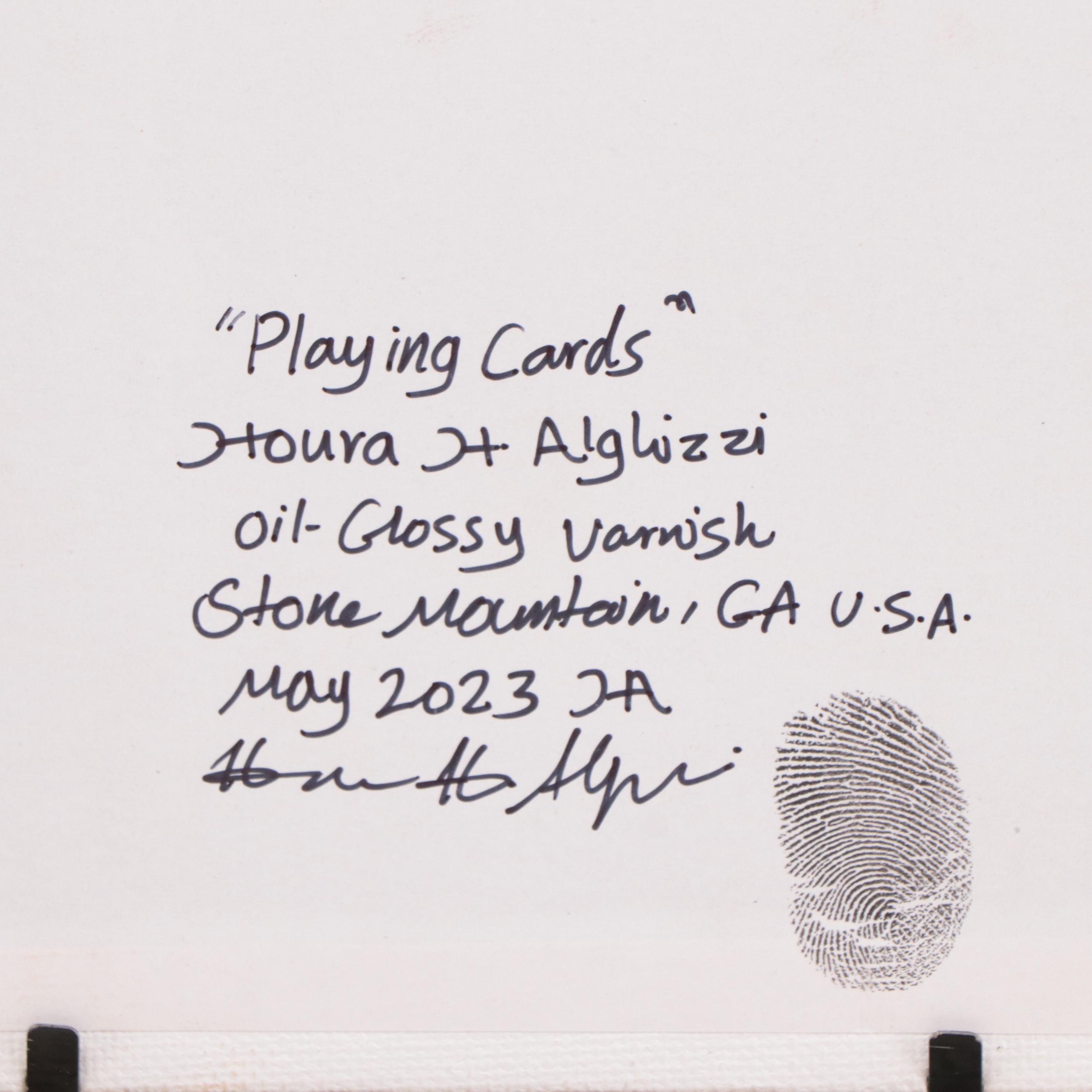 Houra H Alghizzi Oil Painting "Playing Cards," 2023