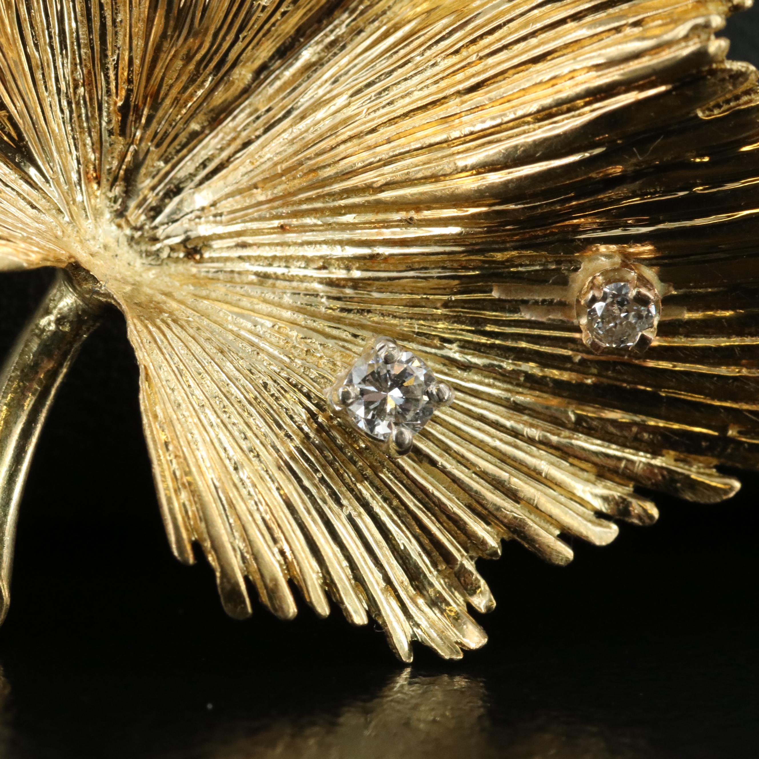 Tiffany & Co. 18K 0.14 CTW Diamond Maple Leaf Brooch