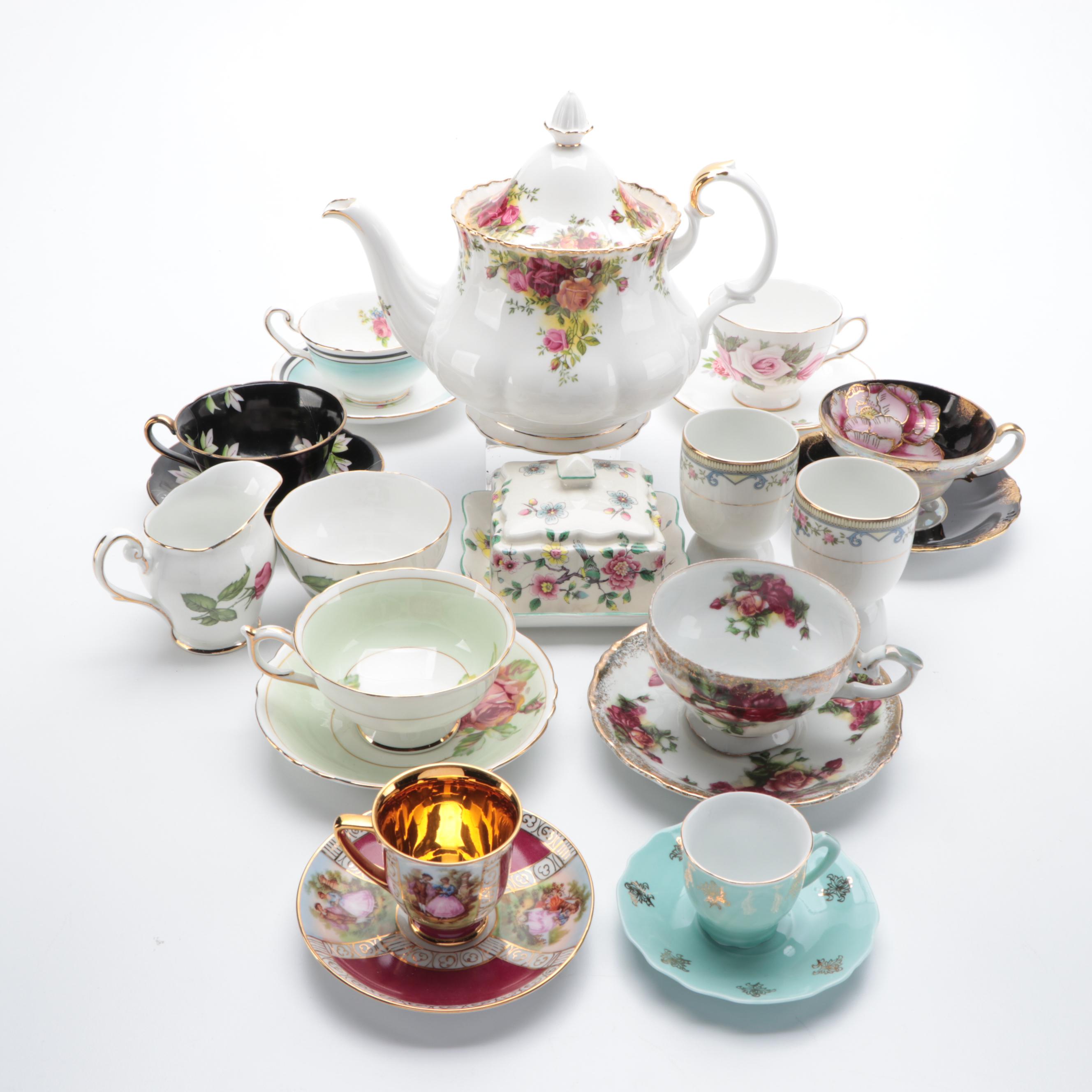 Royal Albert "Old Country Rose" Teapot with Assorted Porcelain Collection