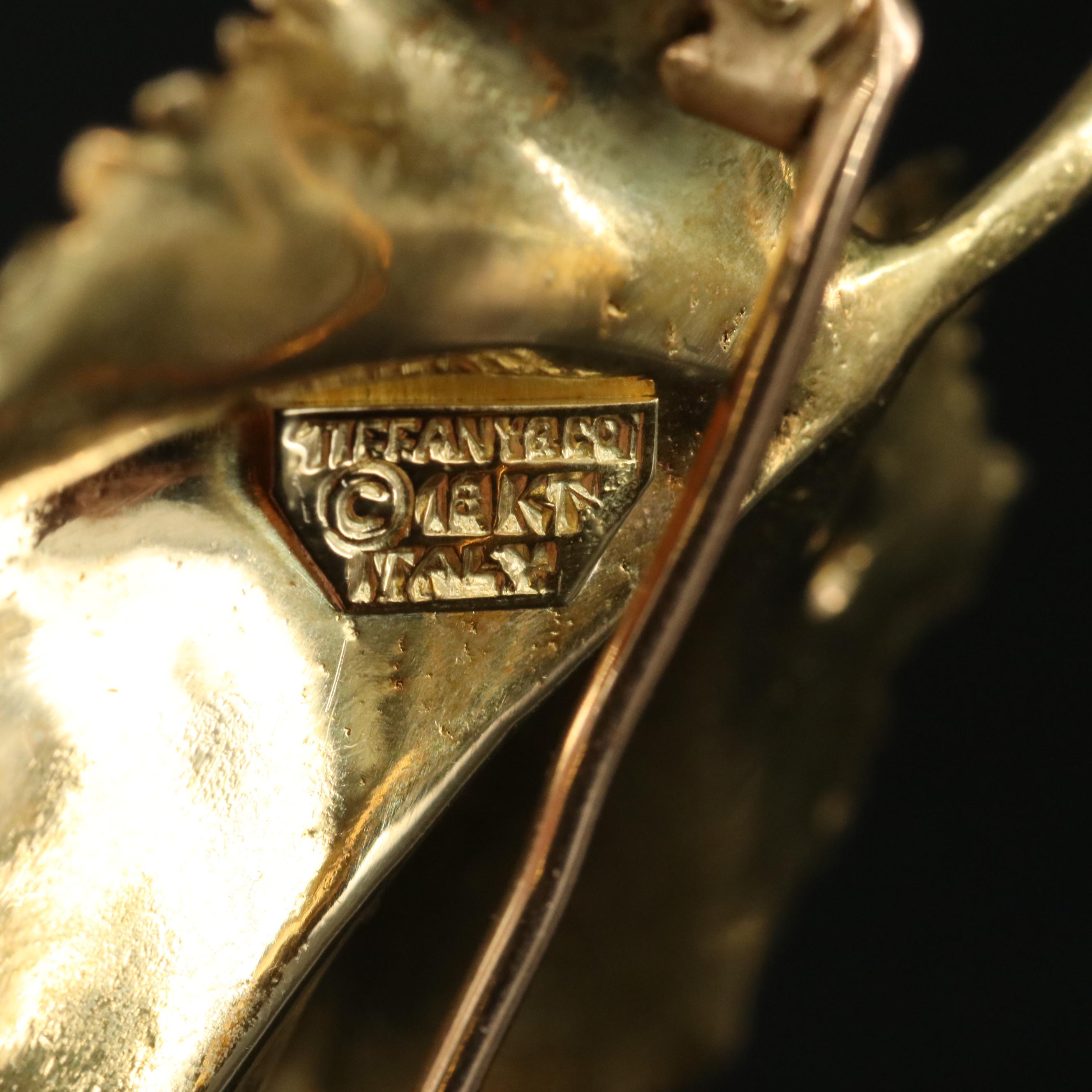 Tiffany & Co. 18K 0.14 CTW Diamond Maple Leaf Brooch