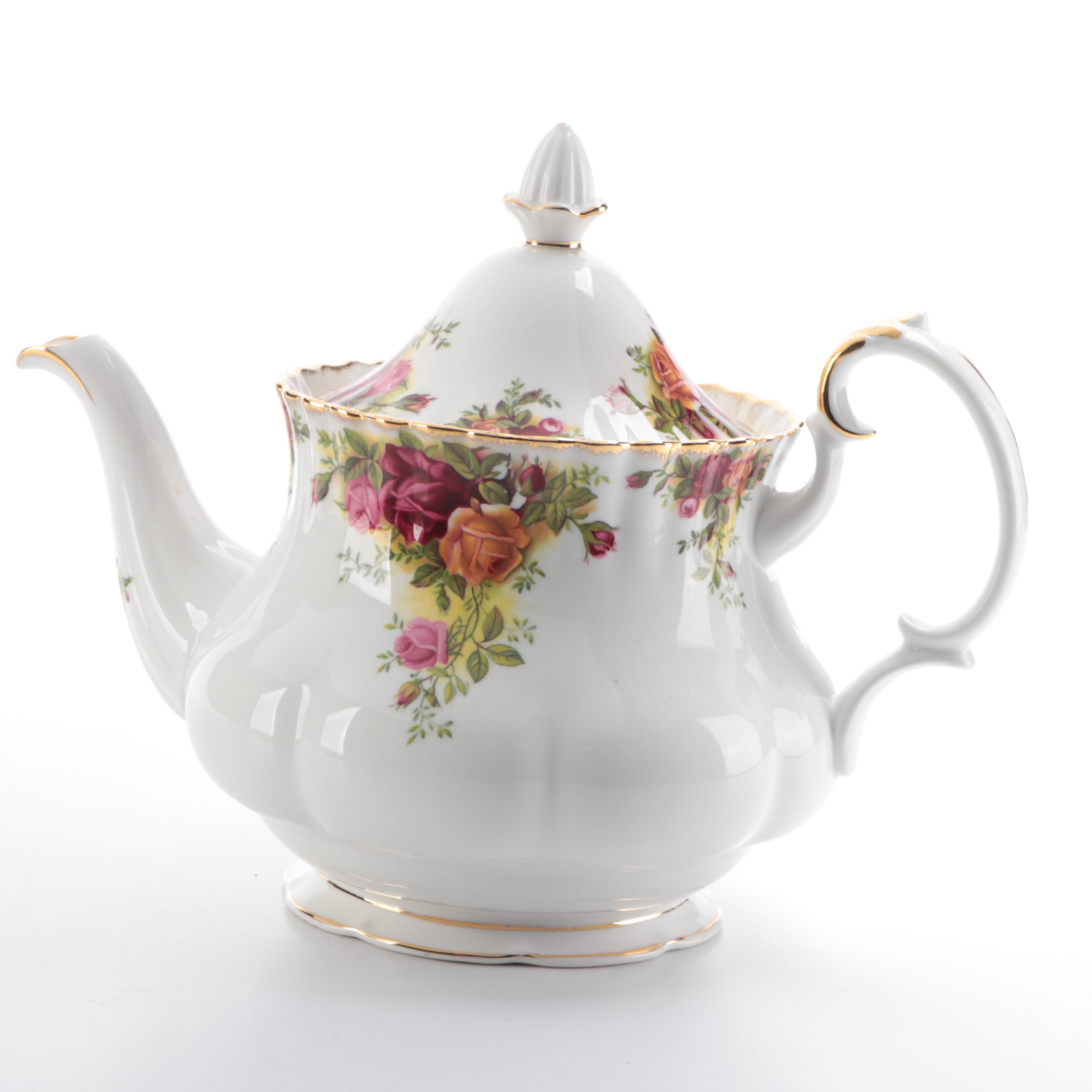Royal Albert "Old Country Rose" Teapot with Assorted Porcelain Collection