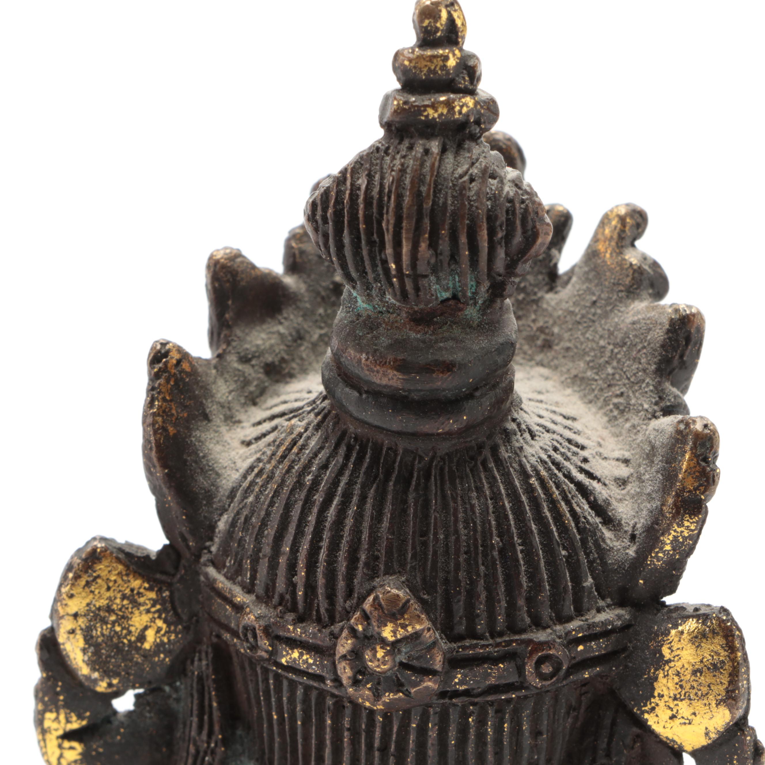 Tibetan Buddhist Gilt Cast Bronze Buddha in Dhyana Mudra