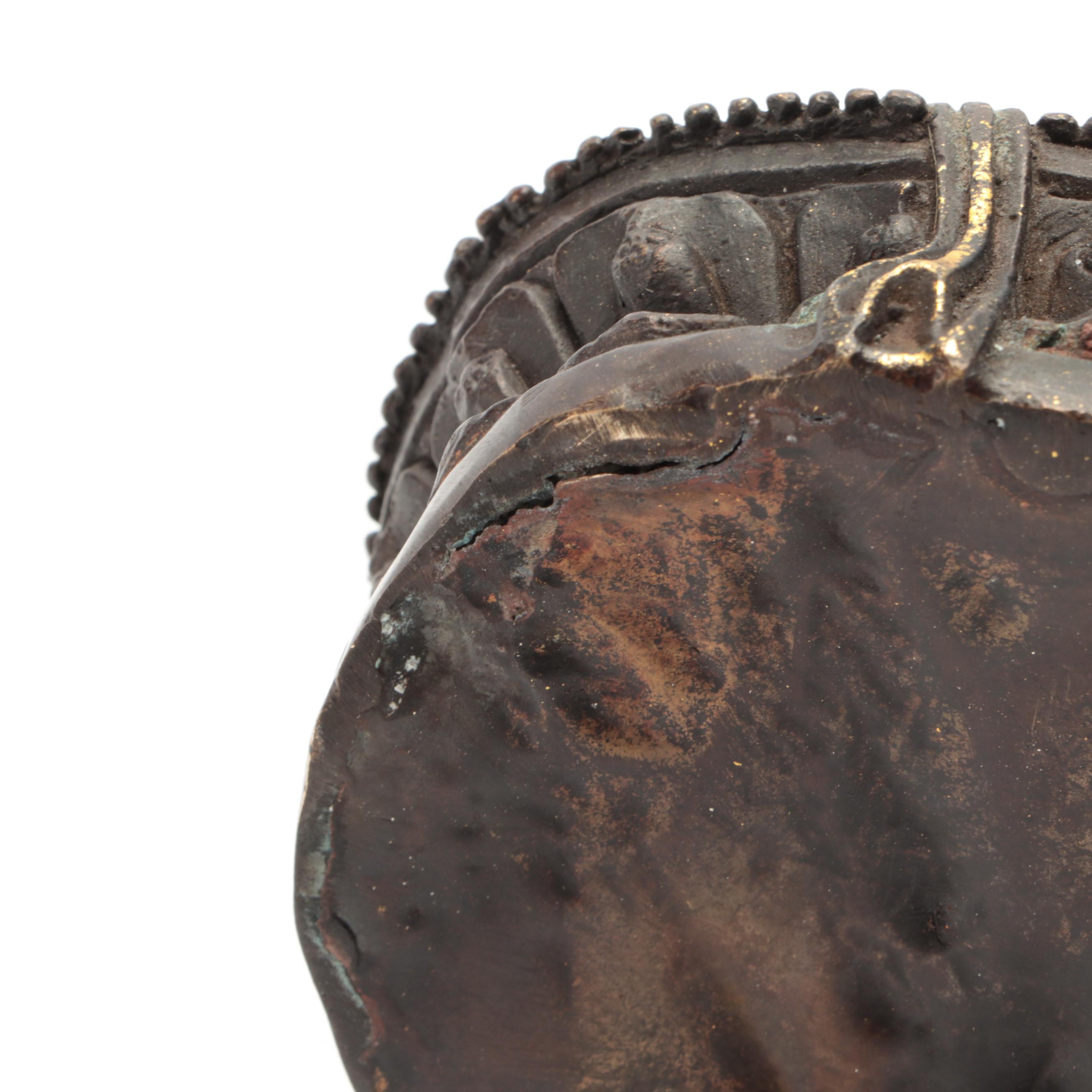 Tibetan Buddhist Gilt Cast Bronze Buddha in Dhyana Mudra