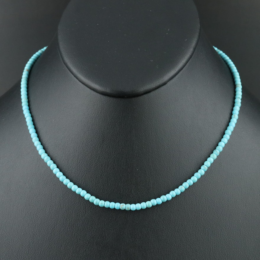 Turquoise Beaded Necklace with 14K Clasp