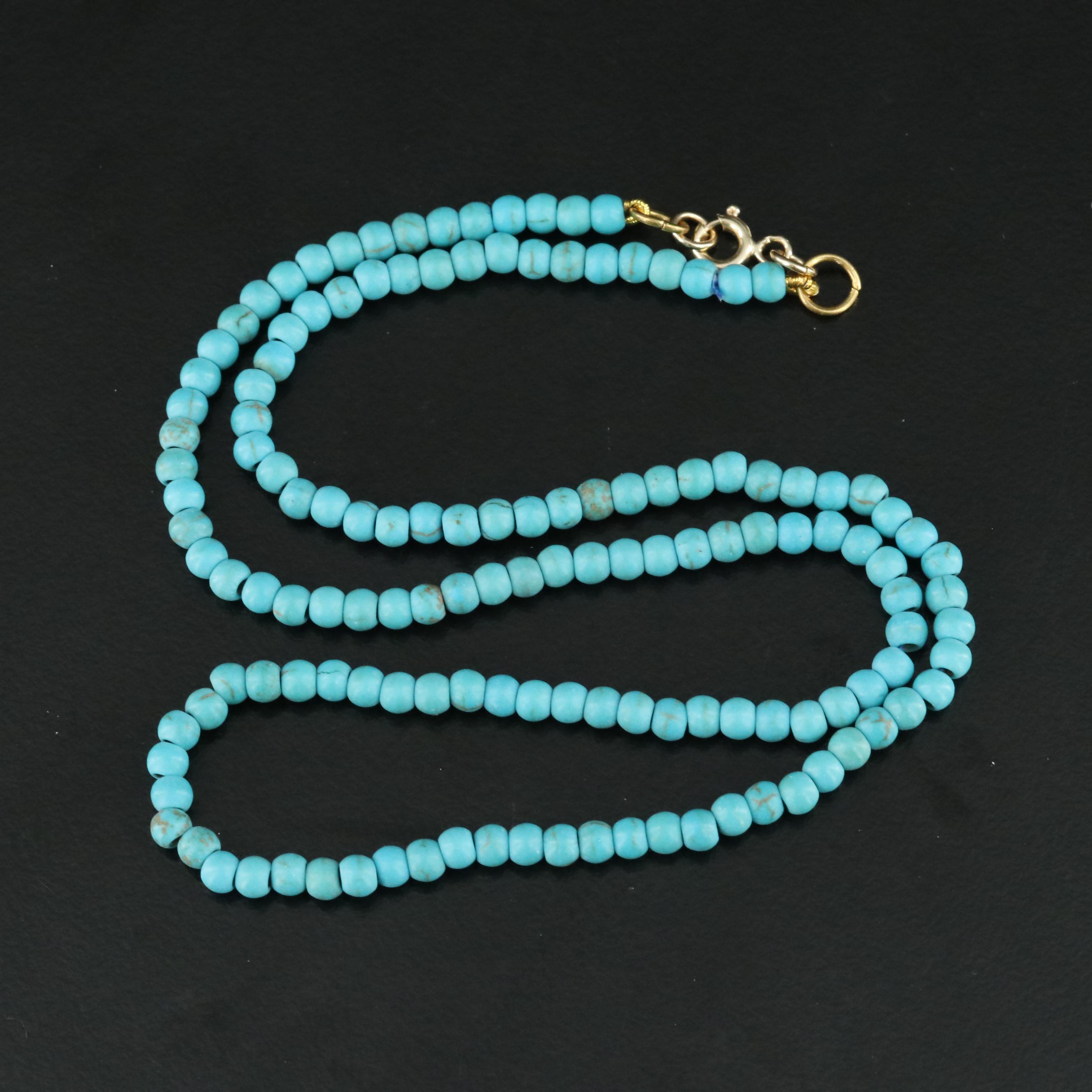 Turquoise Beaded Necklace with 14K Clasp