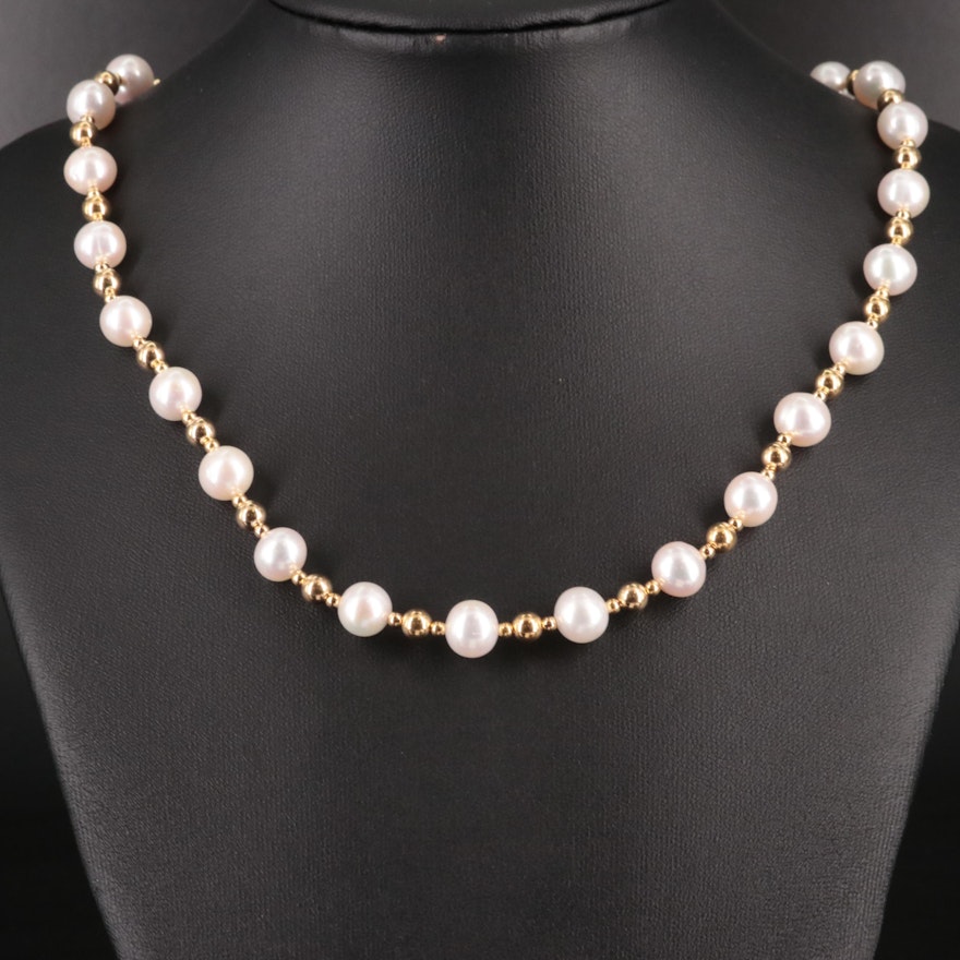 Sterling Bead and Pearl Necklace