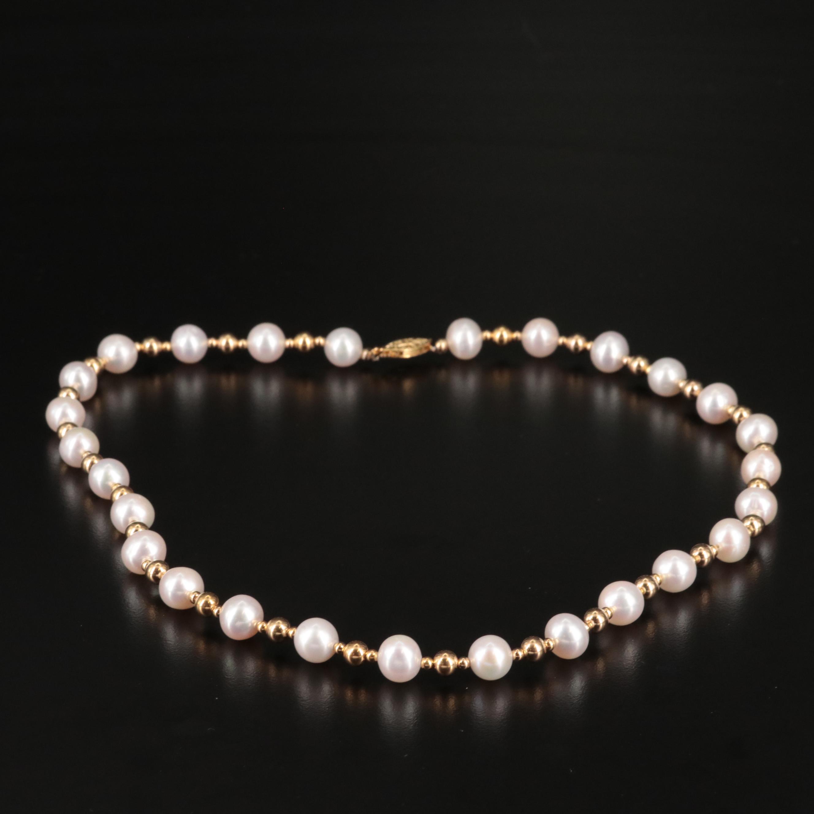 Sterling Bead and Pearl Necklace