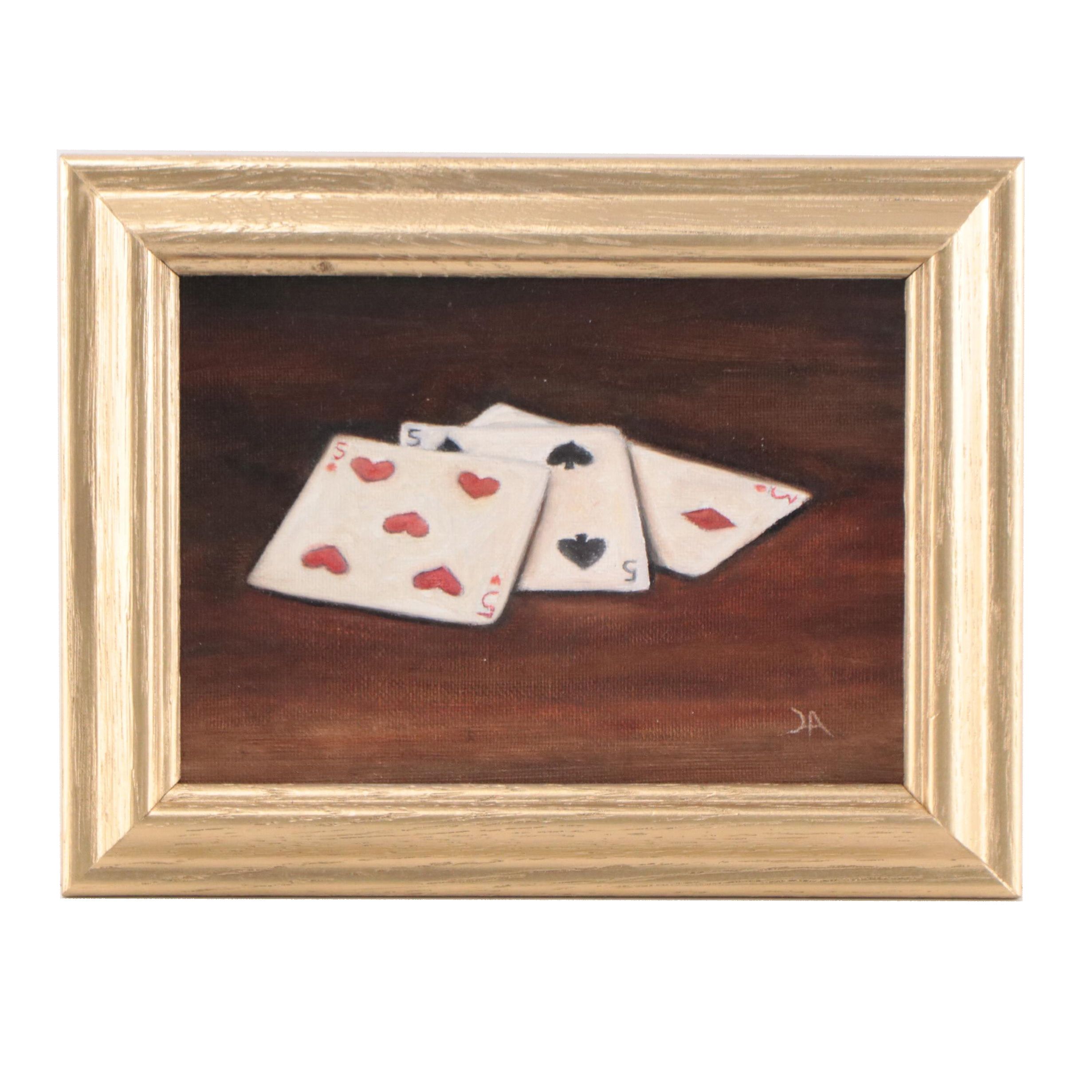 Houra H Alghizzi Oil Painting "Playing Cards," 2023