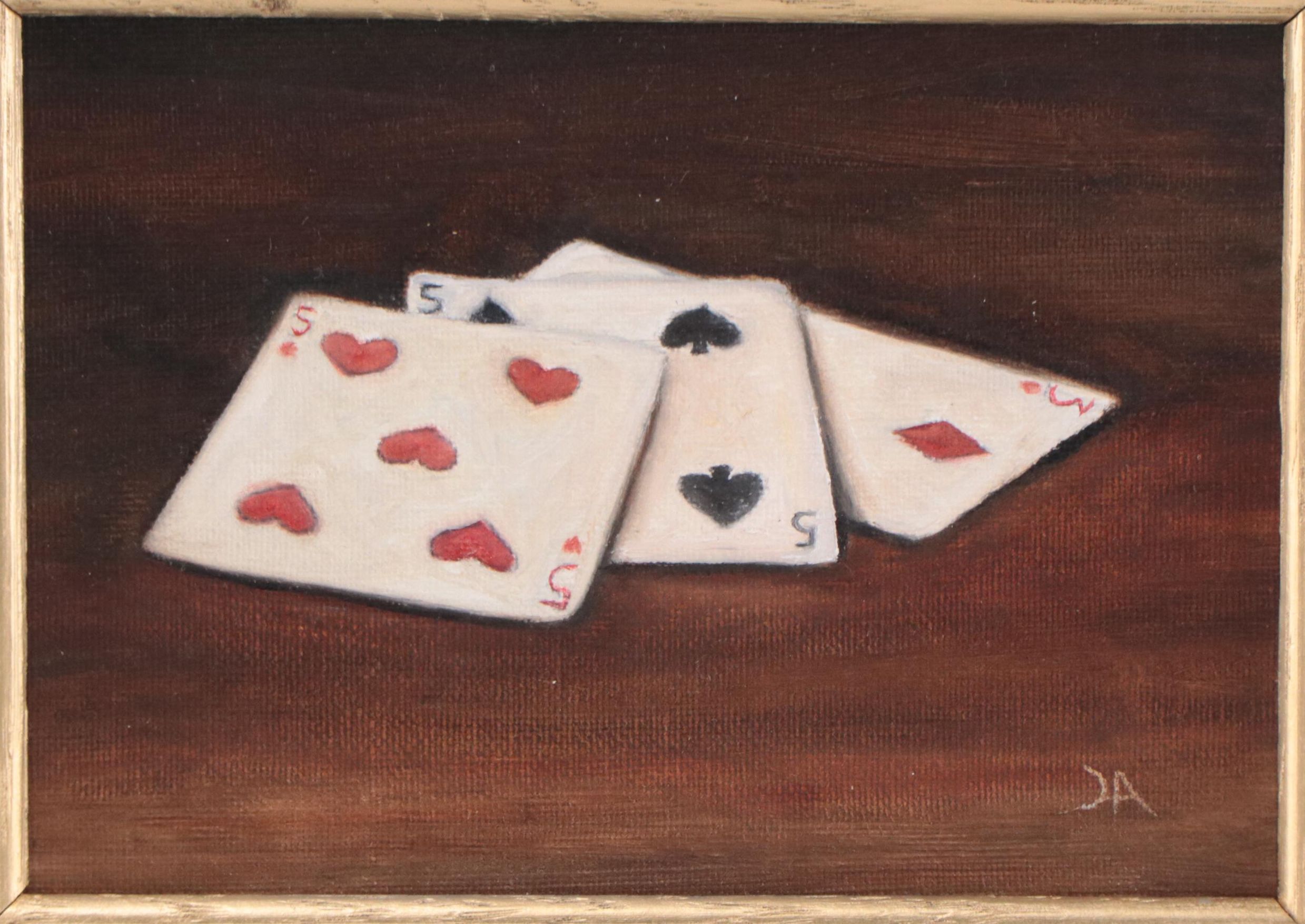 Houra H Alghizzi Oil Painting "Playing Cards," 2023