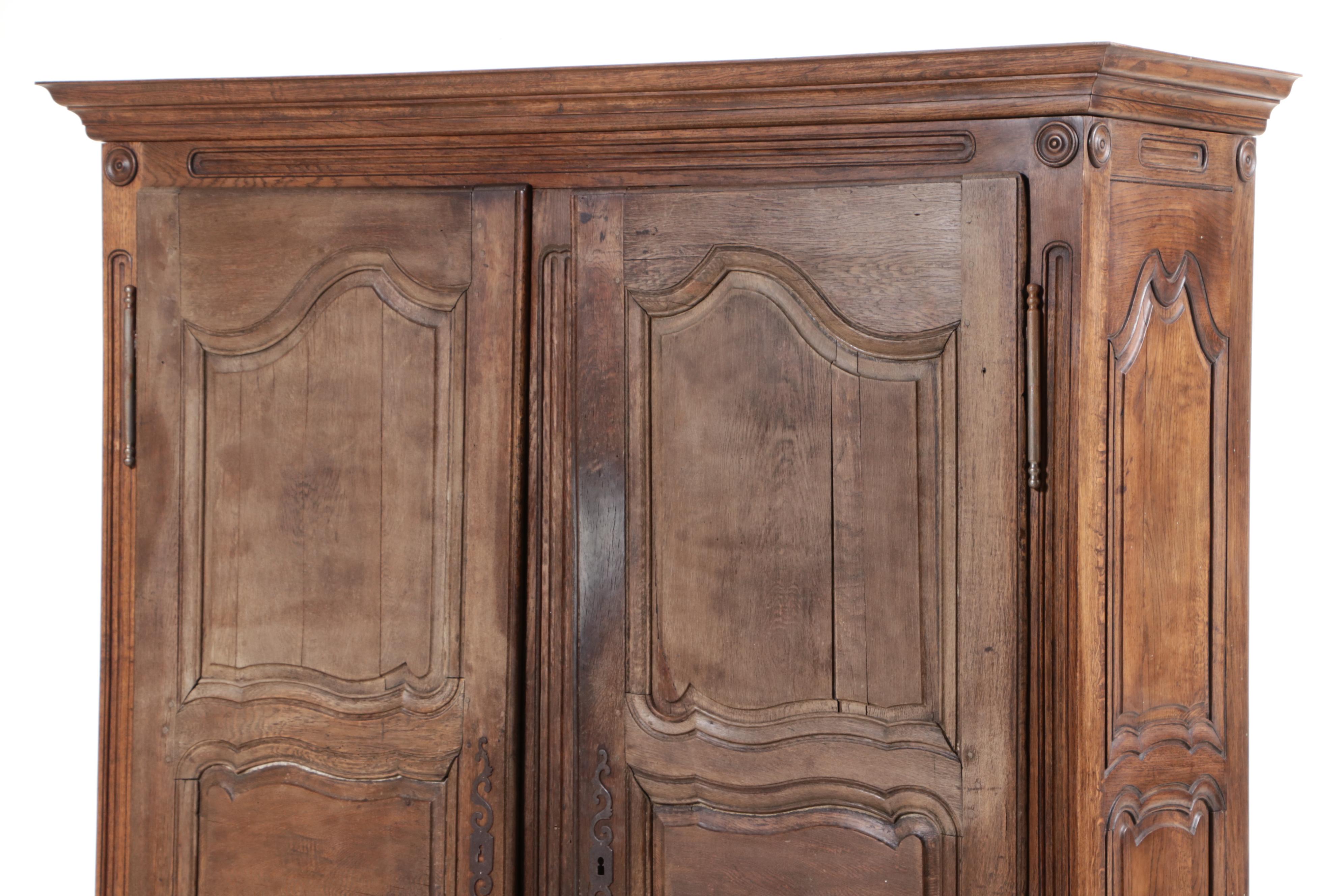 French Provincial Oak Armoire, 19th Century