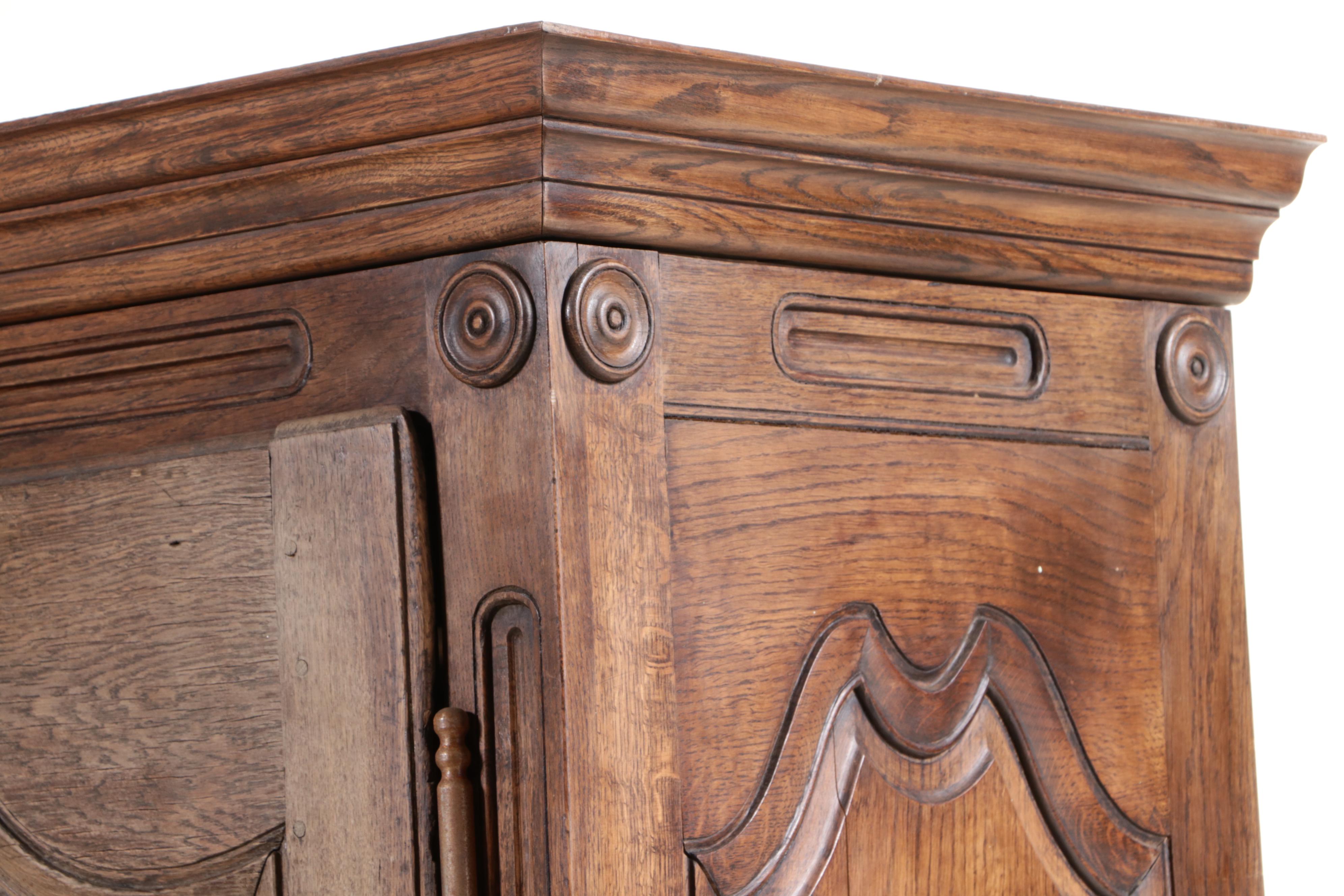 French Provincial Oak Armoire, 19th Century