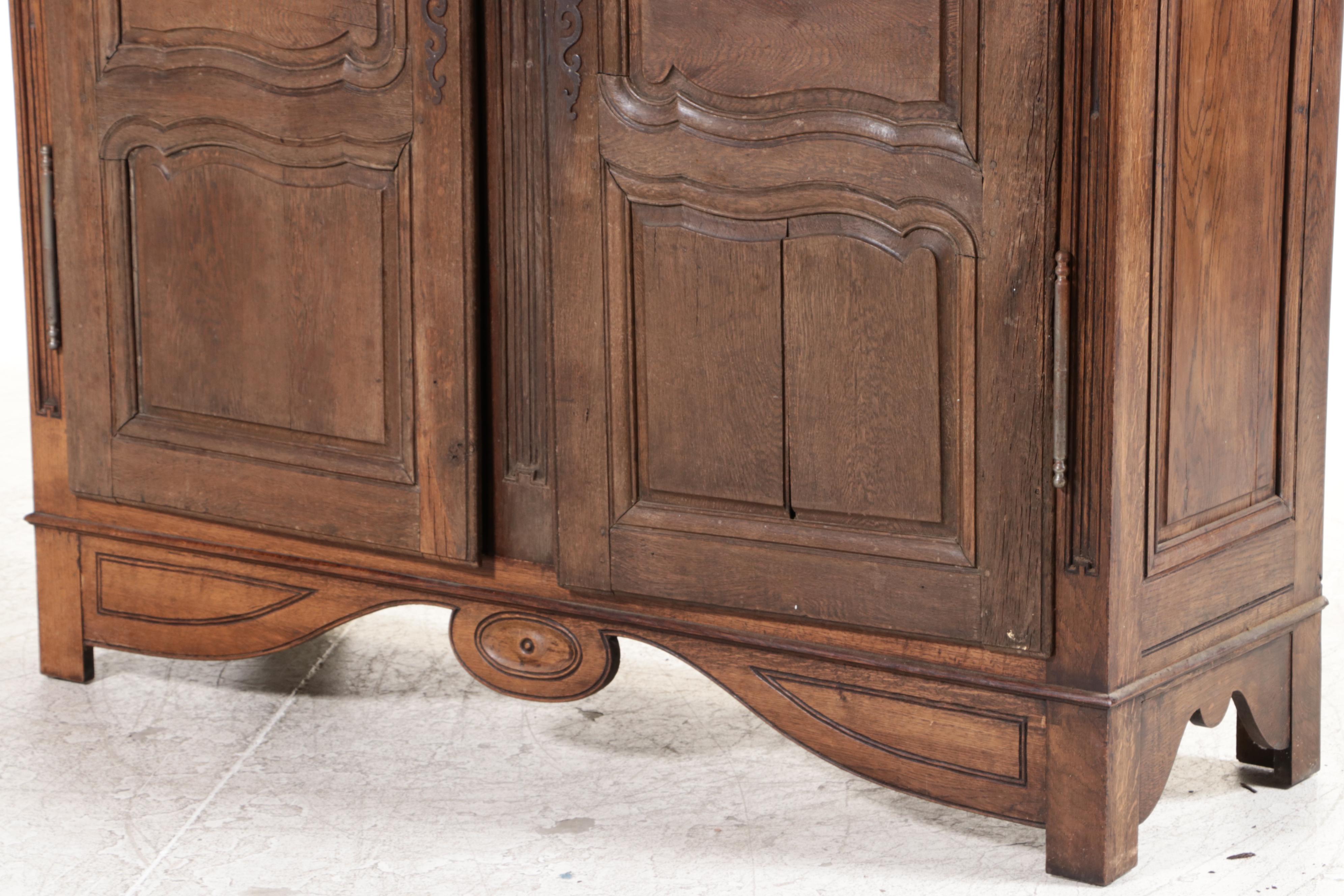 French Provincial Oak Armoire, 19th Century