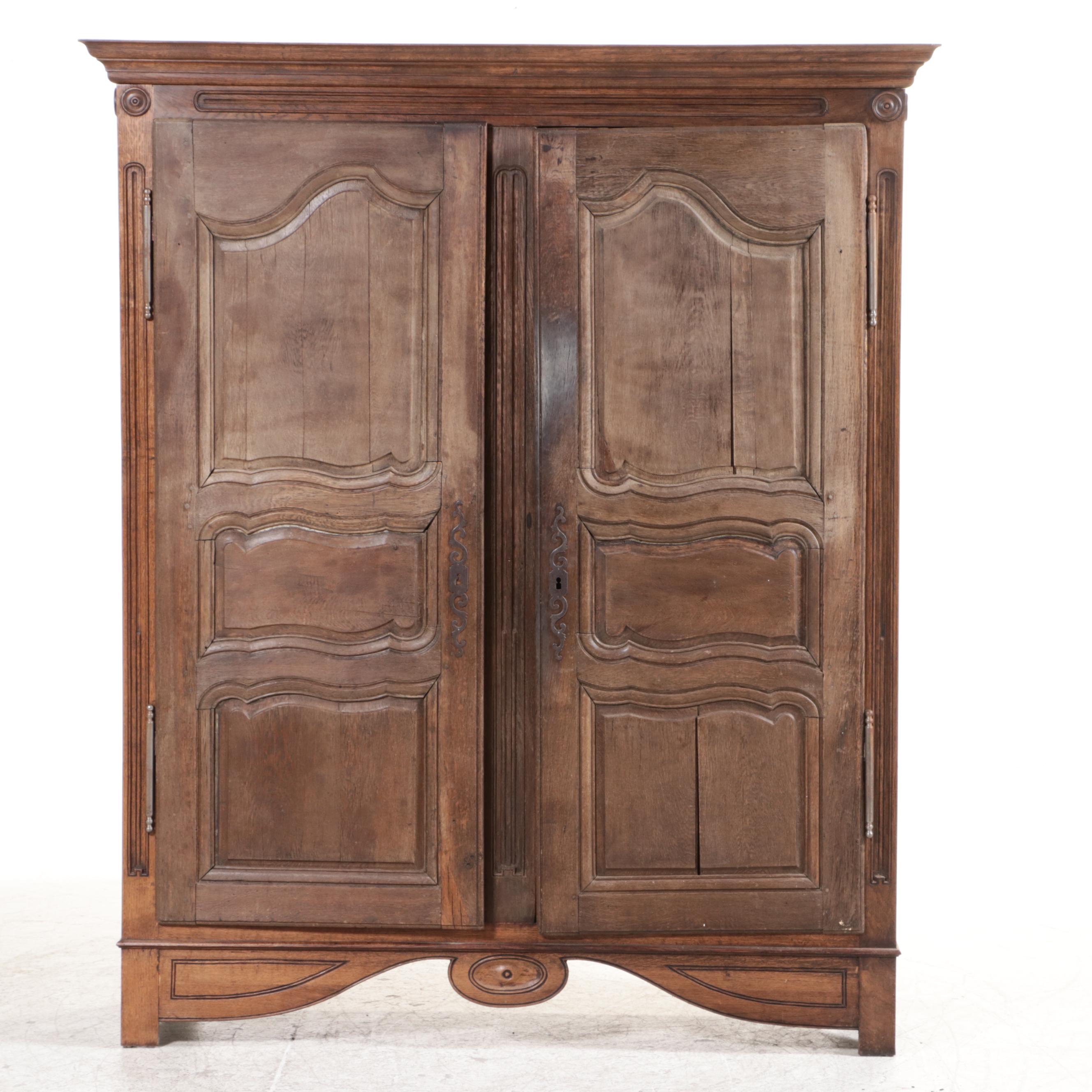 French Provincial Oak Armoire, 19th Century