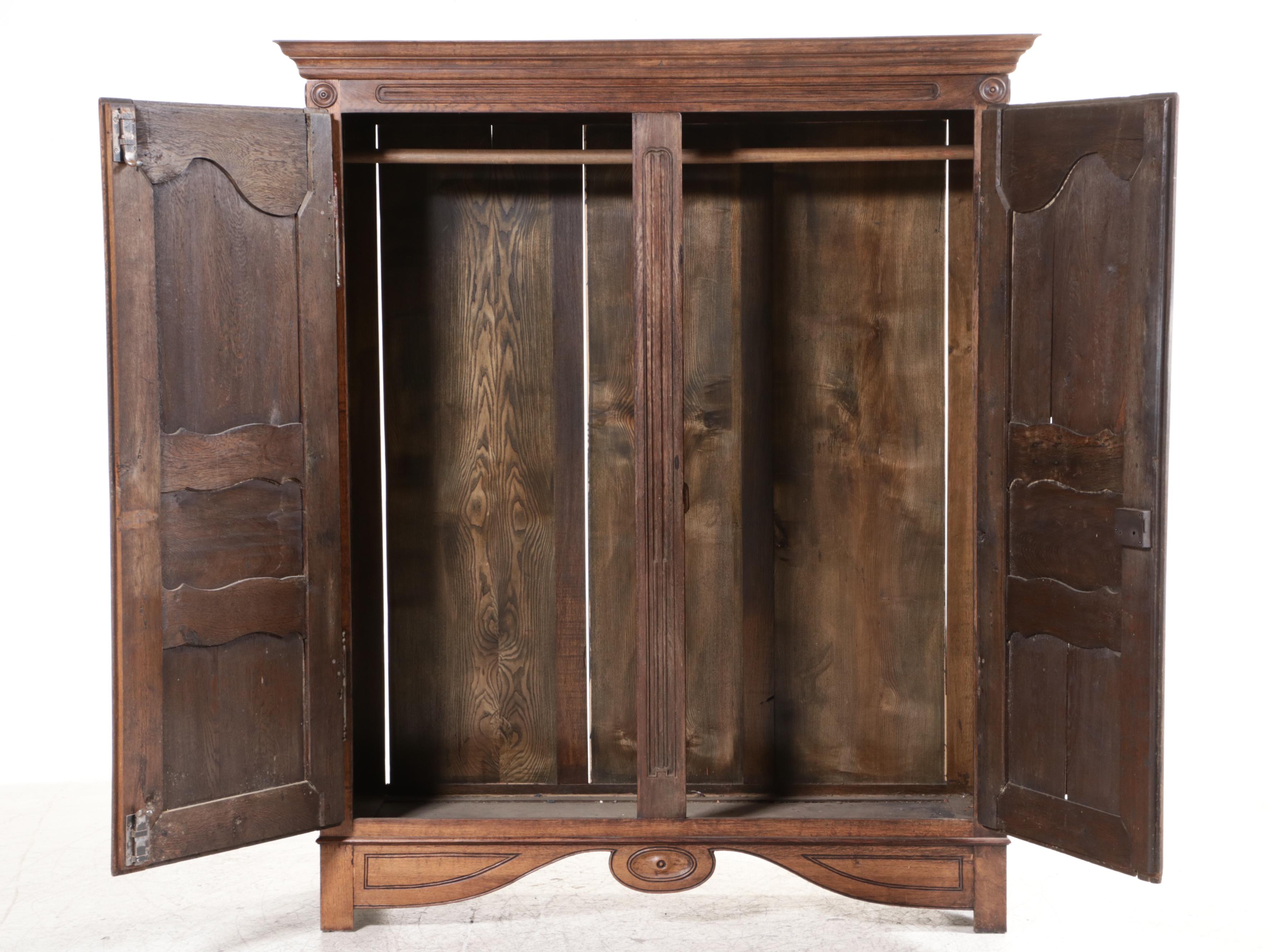 French Provincial Oak Armoire, 19th Century