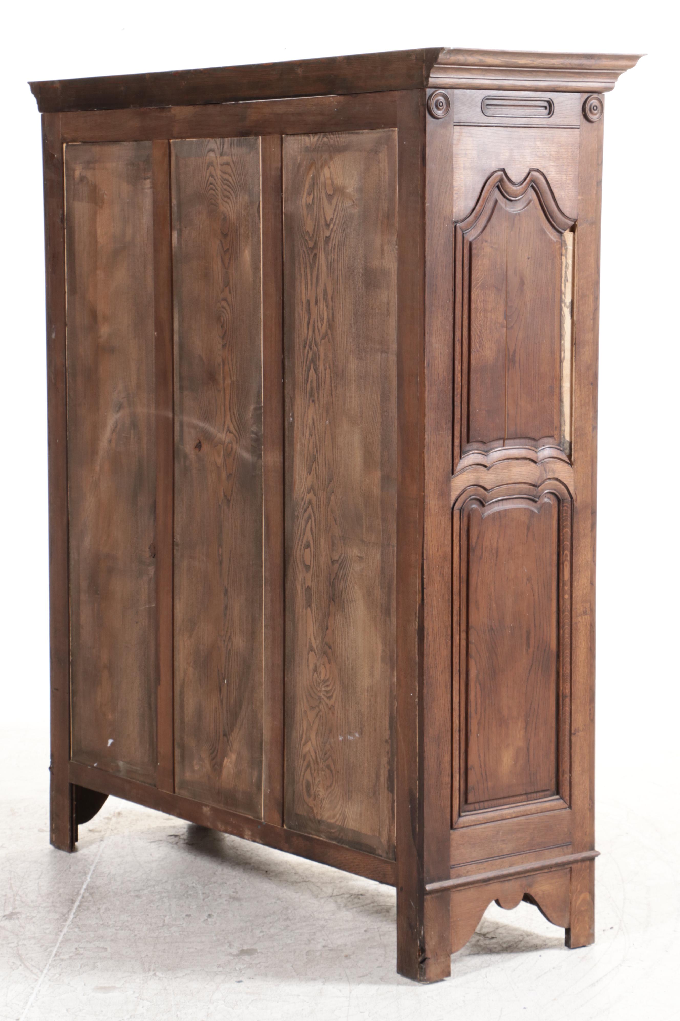 French Provincial Oak Armoire, 19th Century