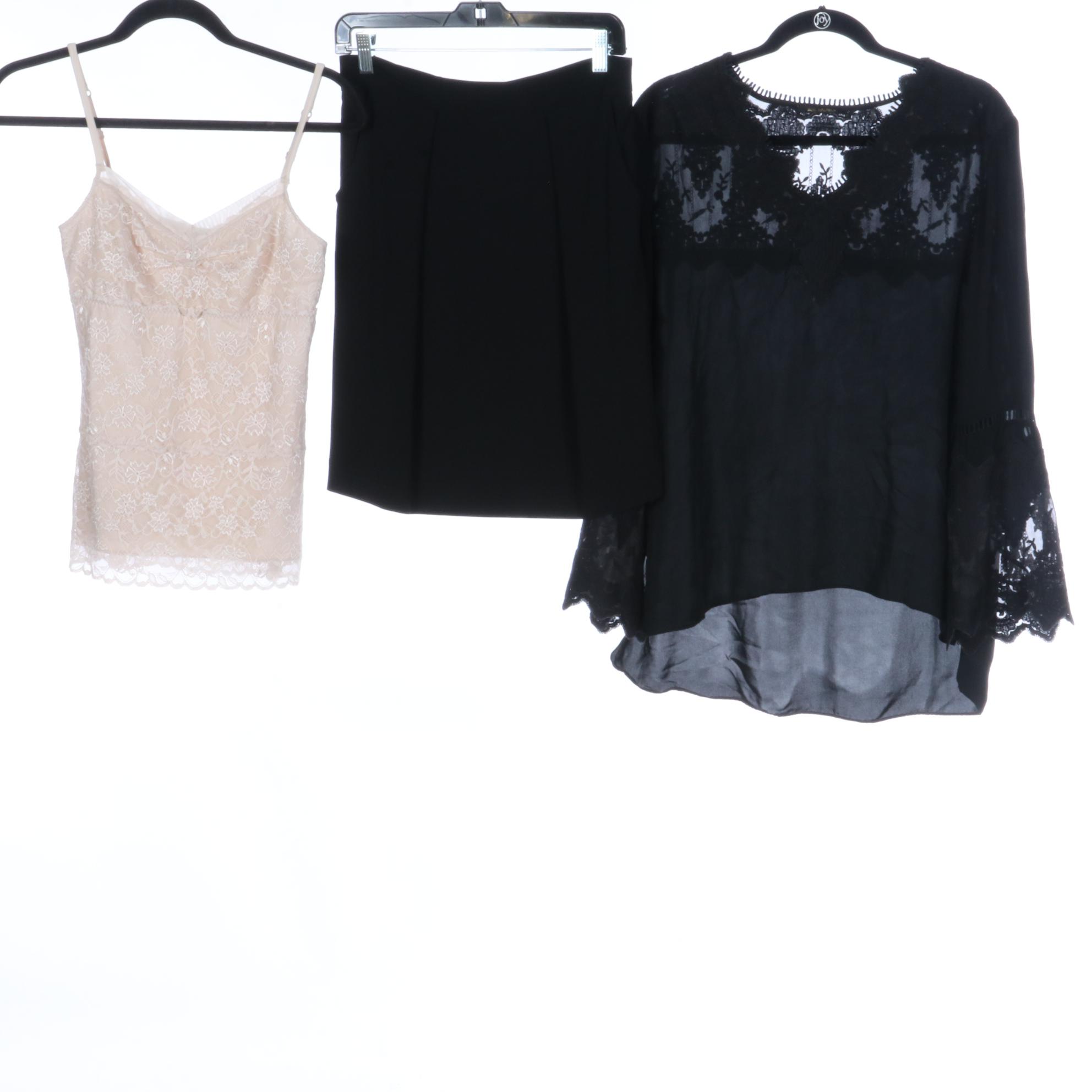 Fendi Skirt, Roberto Cavalli Cowl Neck Top, Roberta Freymann Sequin Top, & More