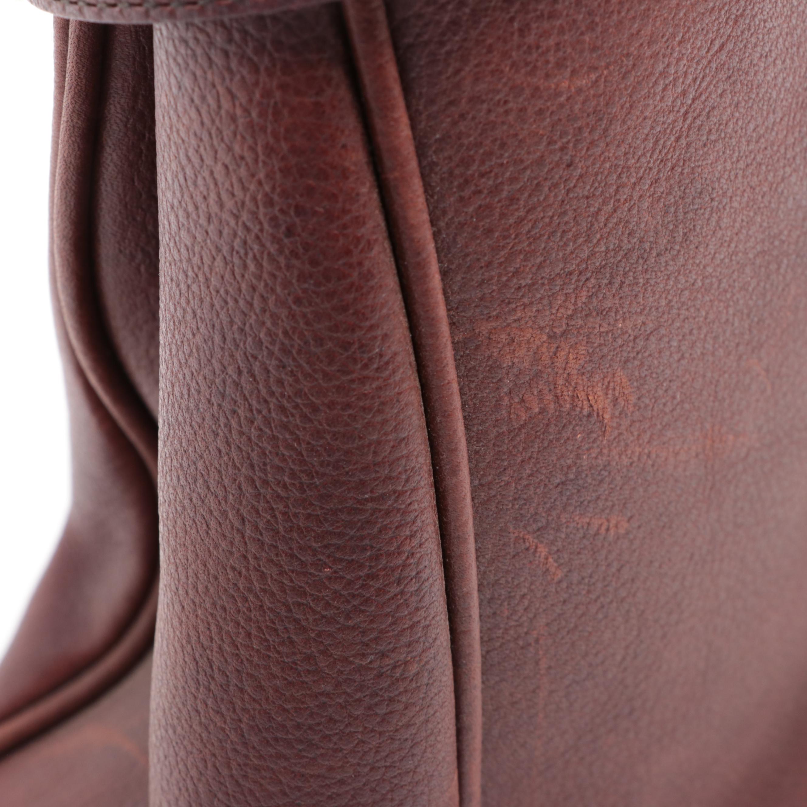 Barbour Tote in Grained Leather with Plaid Lining