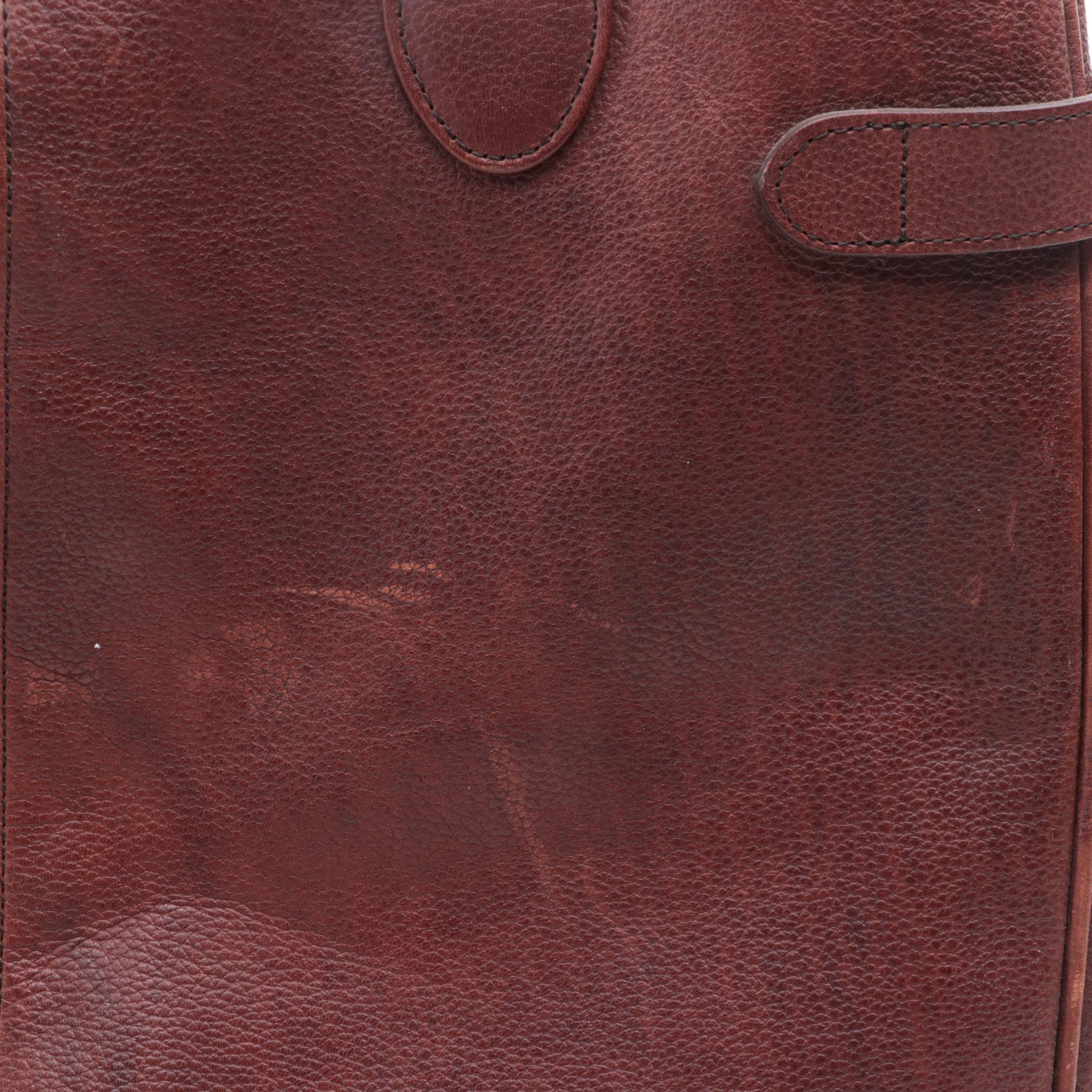 Barbour Tote in Grained Leather with Plaid Lining