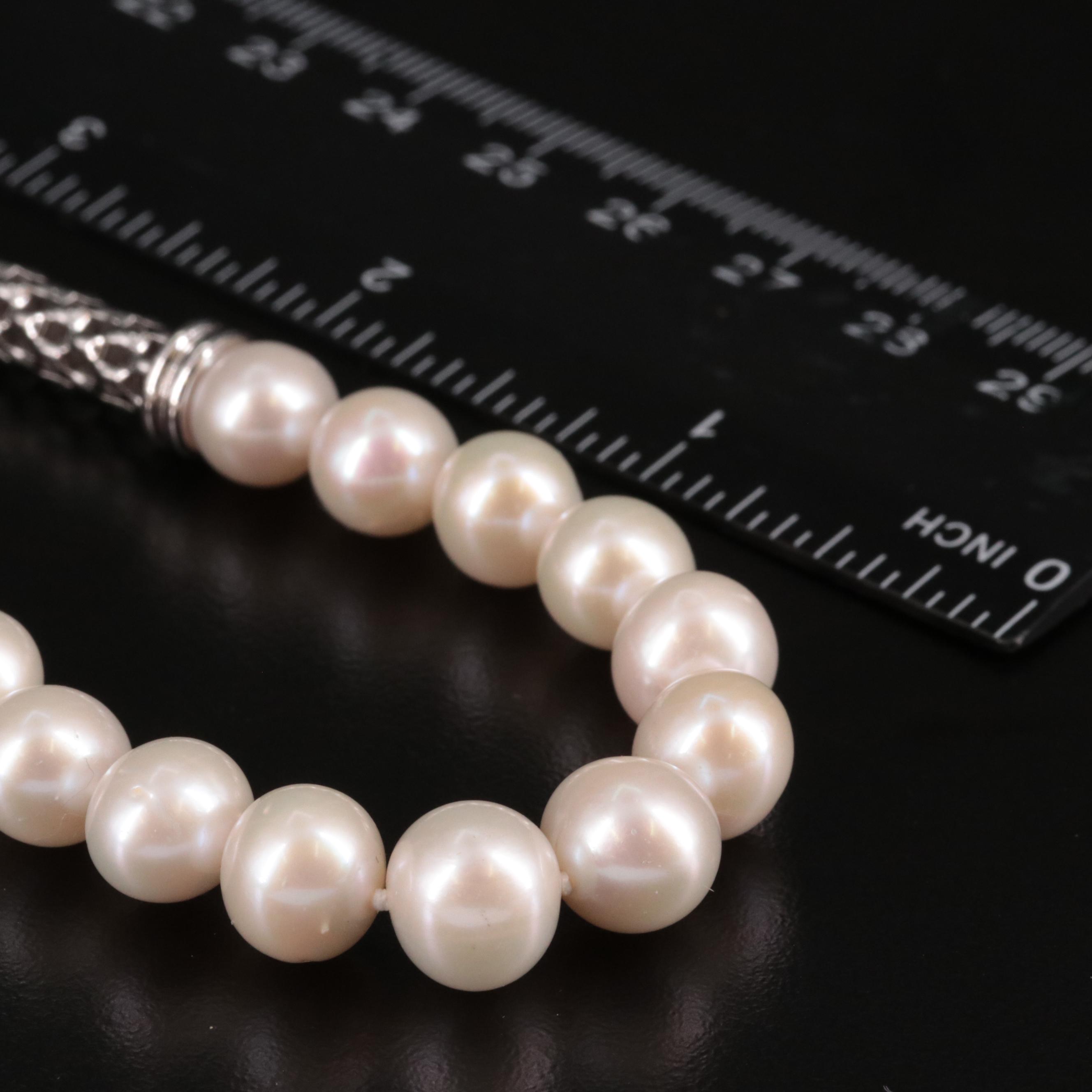 Sterling Mesh and Pearl Necklace