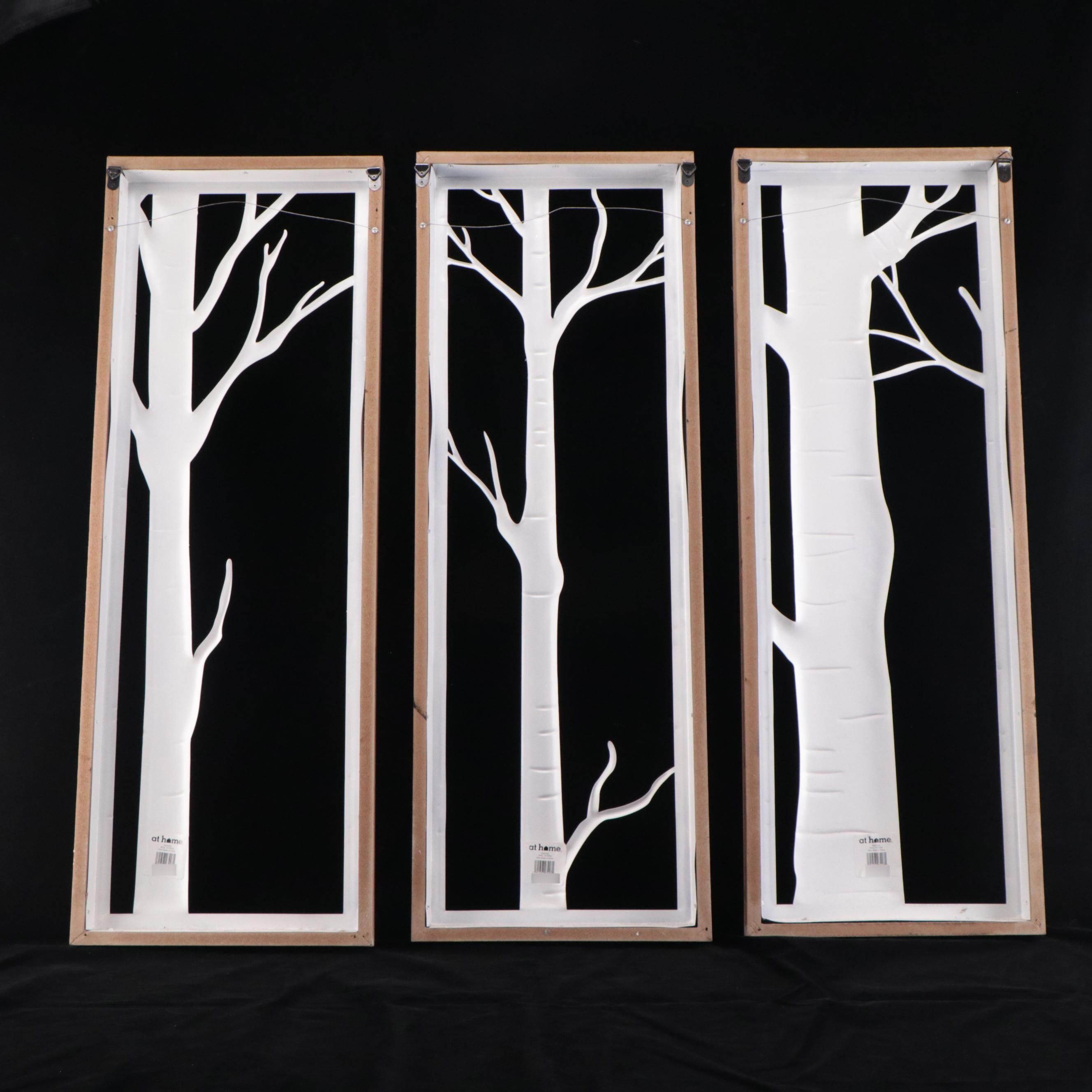 AtHome Large Framed Wall Hanging Triptych of White Birch