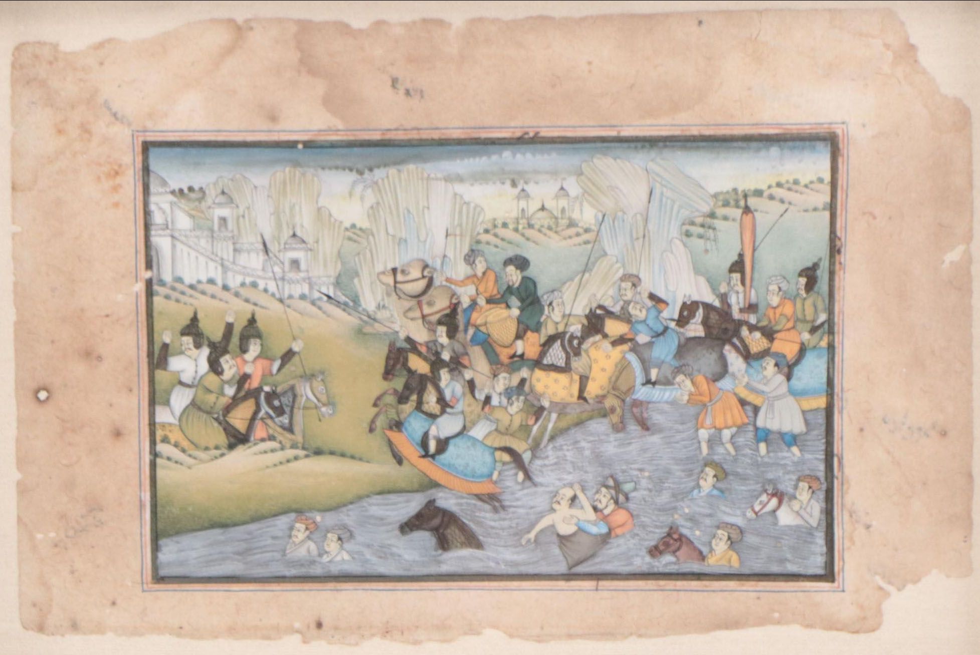 Mughal Style Gouache Paintings of Battle Scene and Portraits, 20th Century