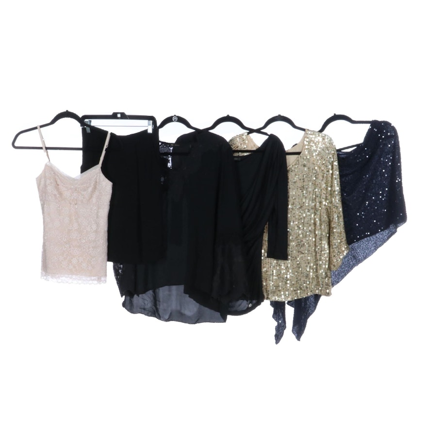 Fendi Skirt, Roberto Cavalli Cowl Neck Top, Roberta Freymann Sequin Top, & More