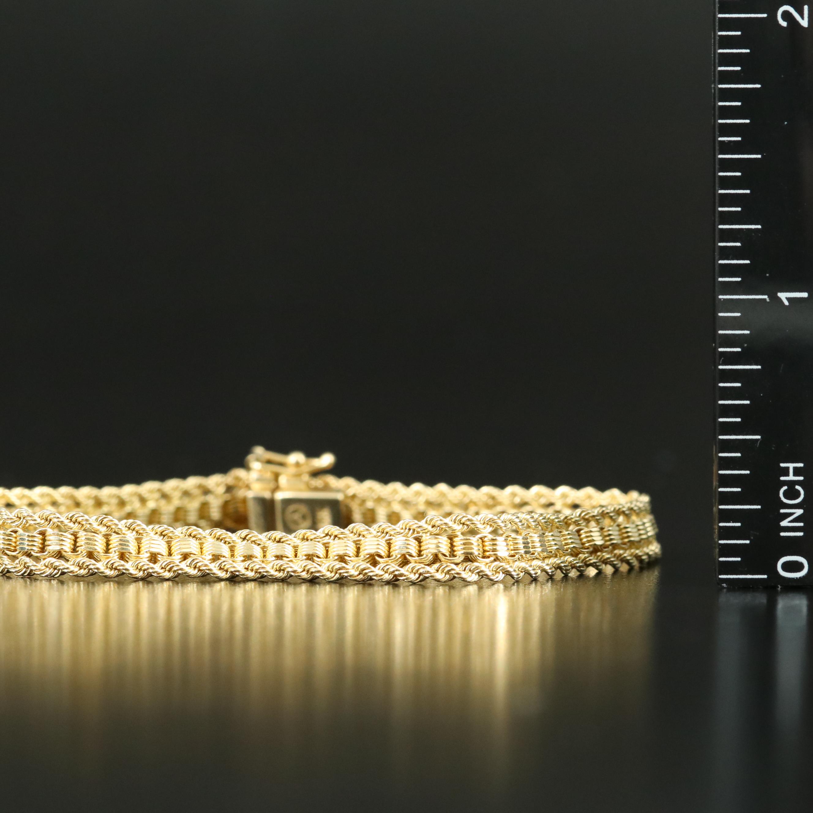 14K Bracelet with Rope Chain Trim