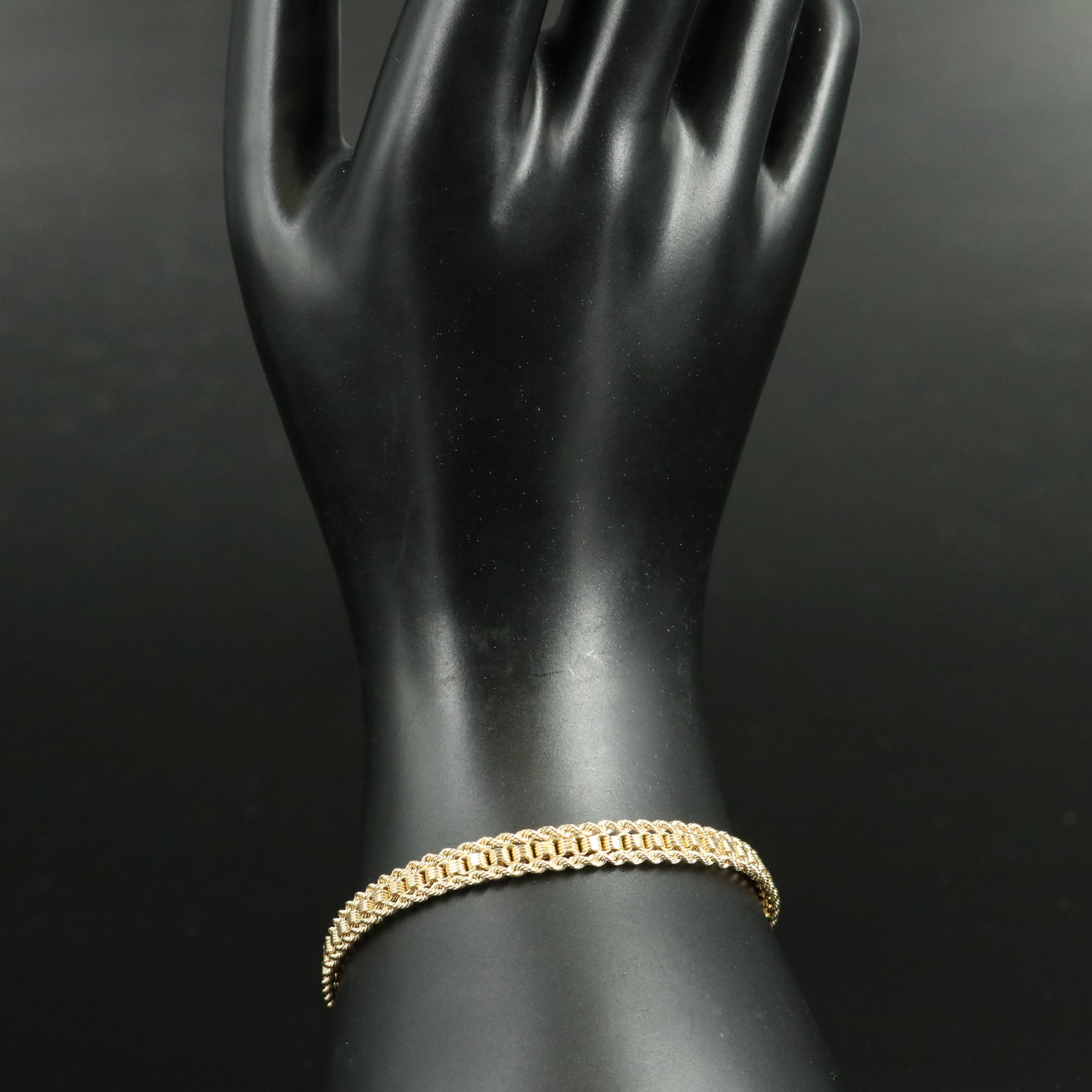 14K Bracelet with Rope Chain Trim