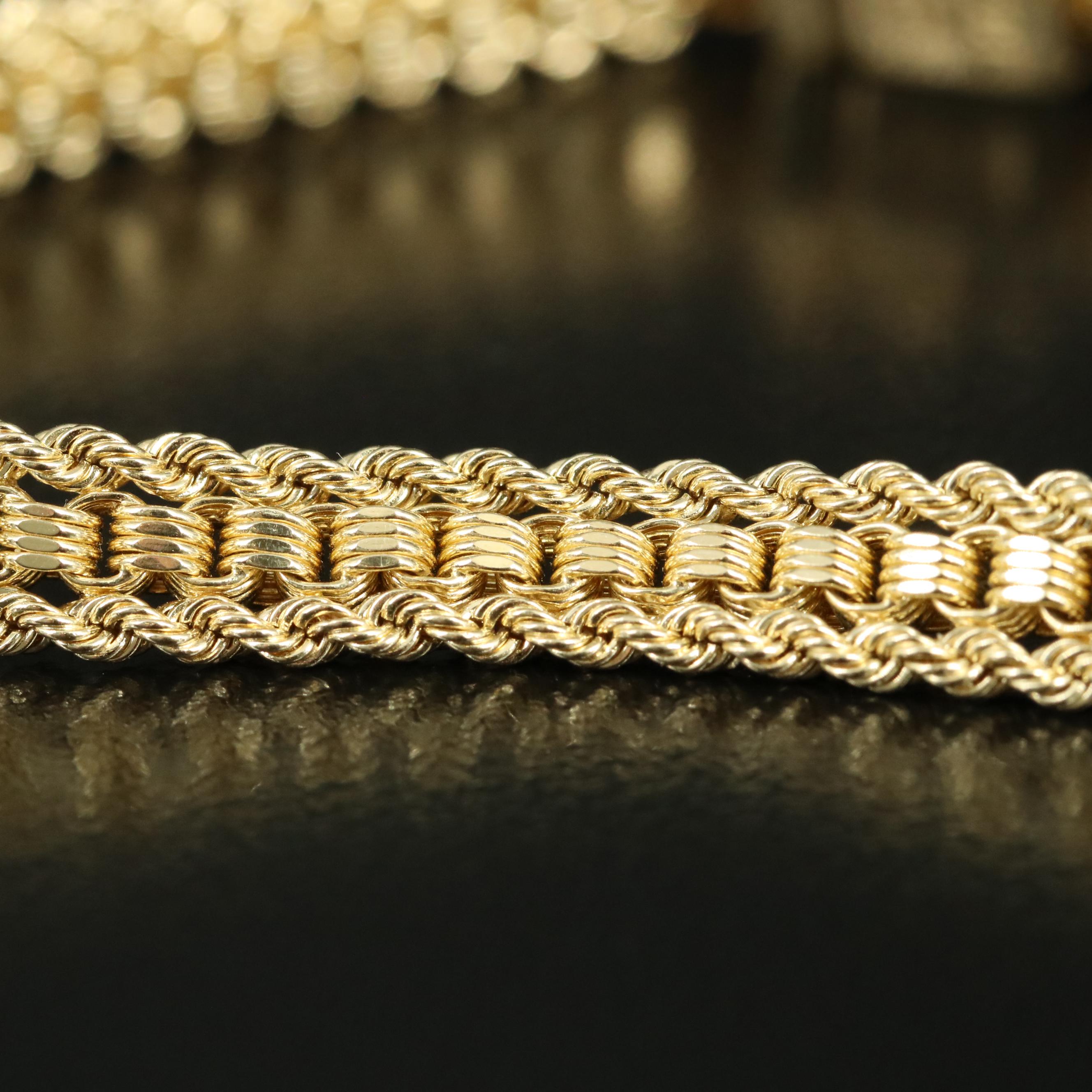 14K Bracelet with Rope Chain Trim