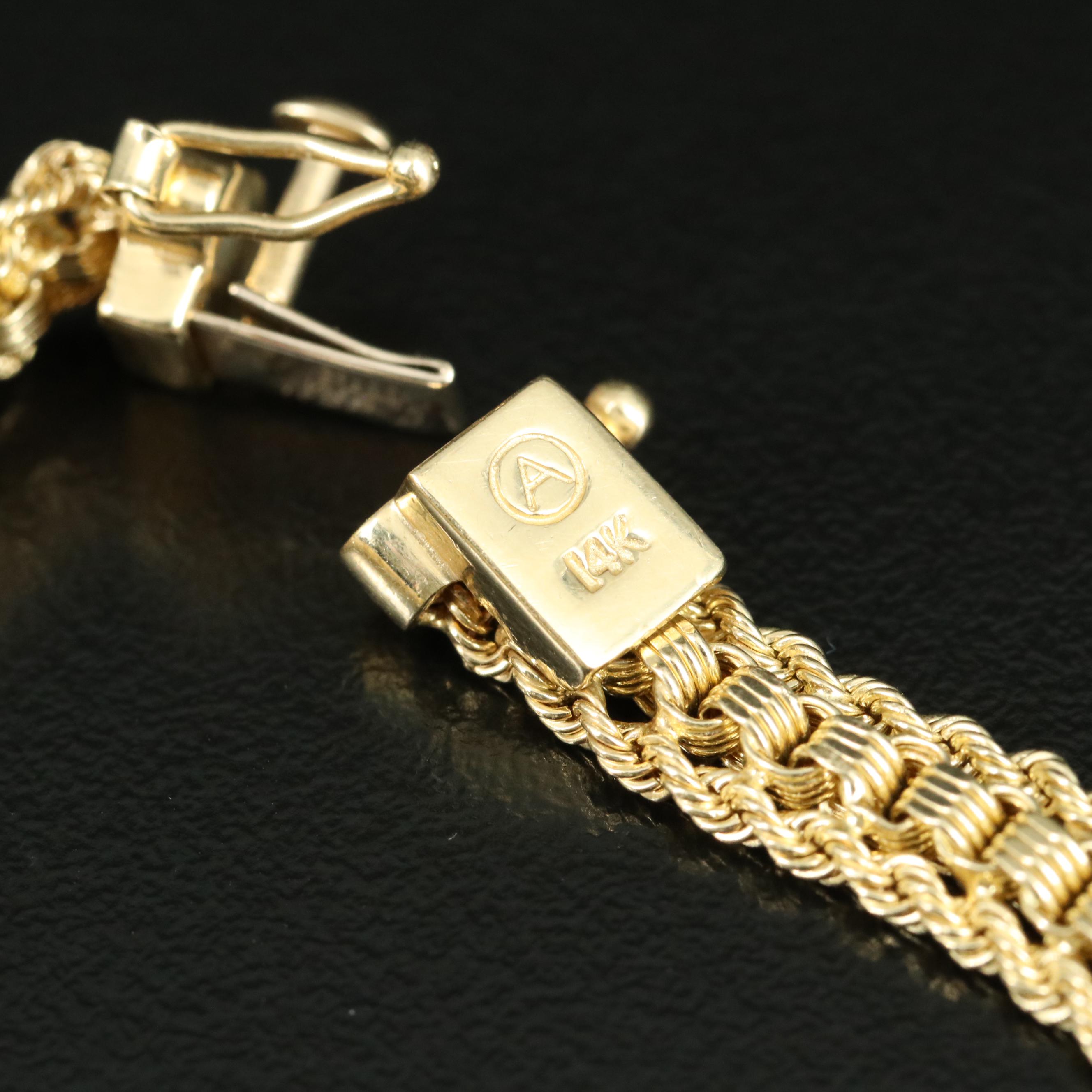 14K Bracelet with Rope Chain Trim