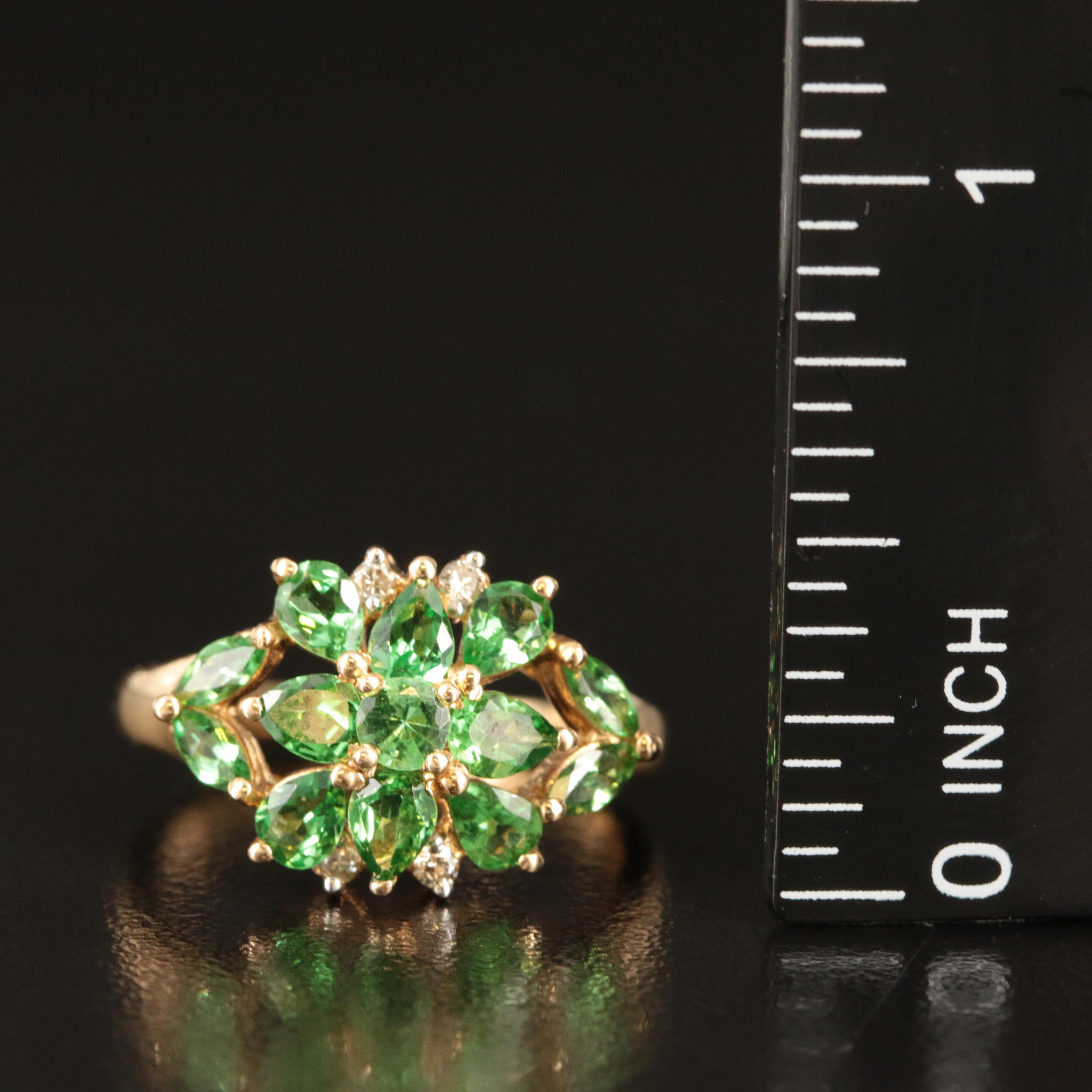 14K Diopside and Diamond Ring