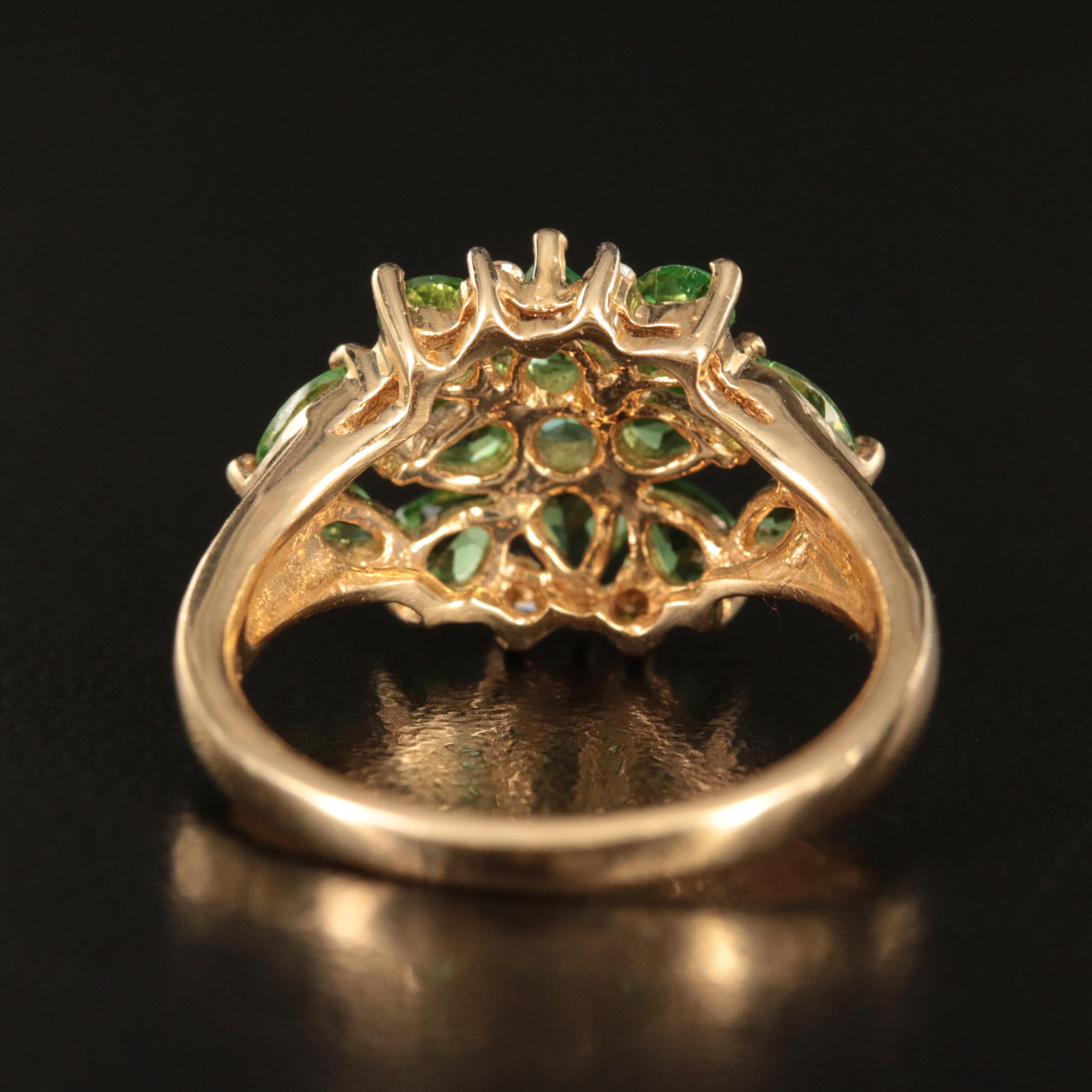 14K Diopside and Diamond Ring