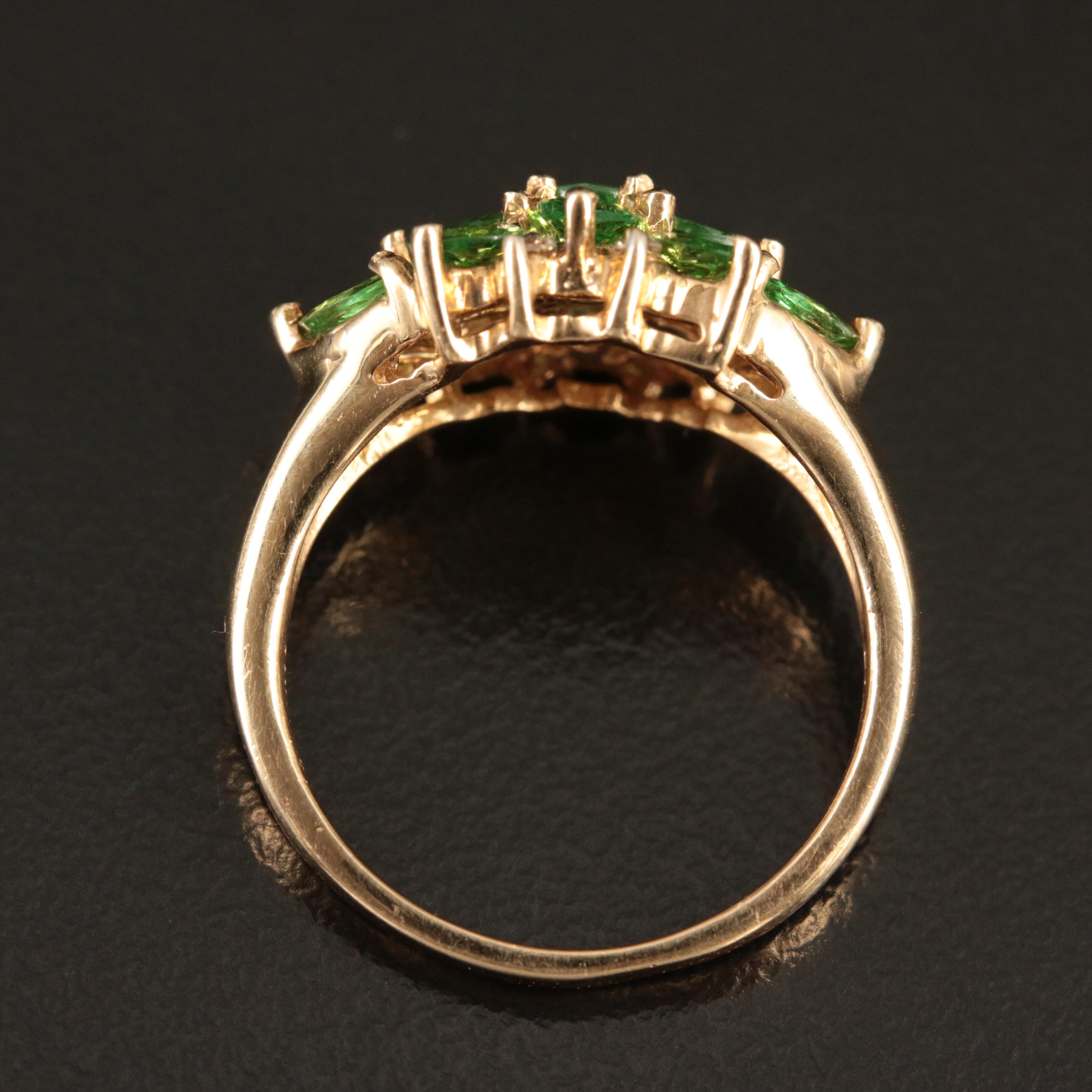 14K Diopside and Diamond Ring