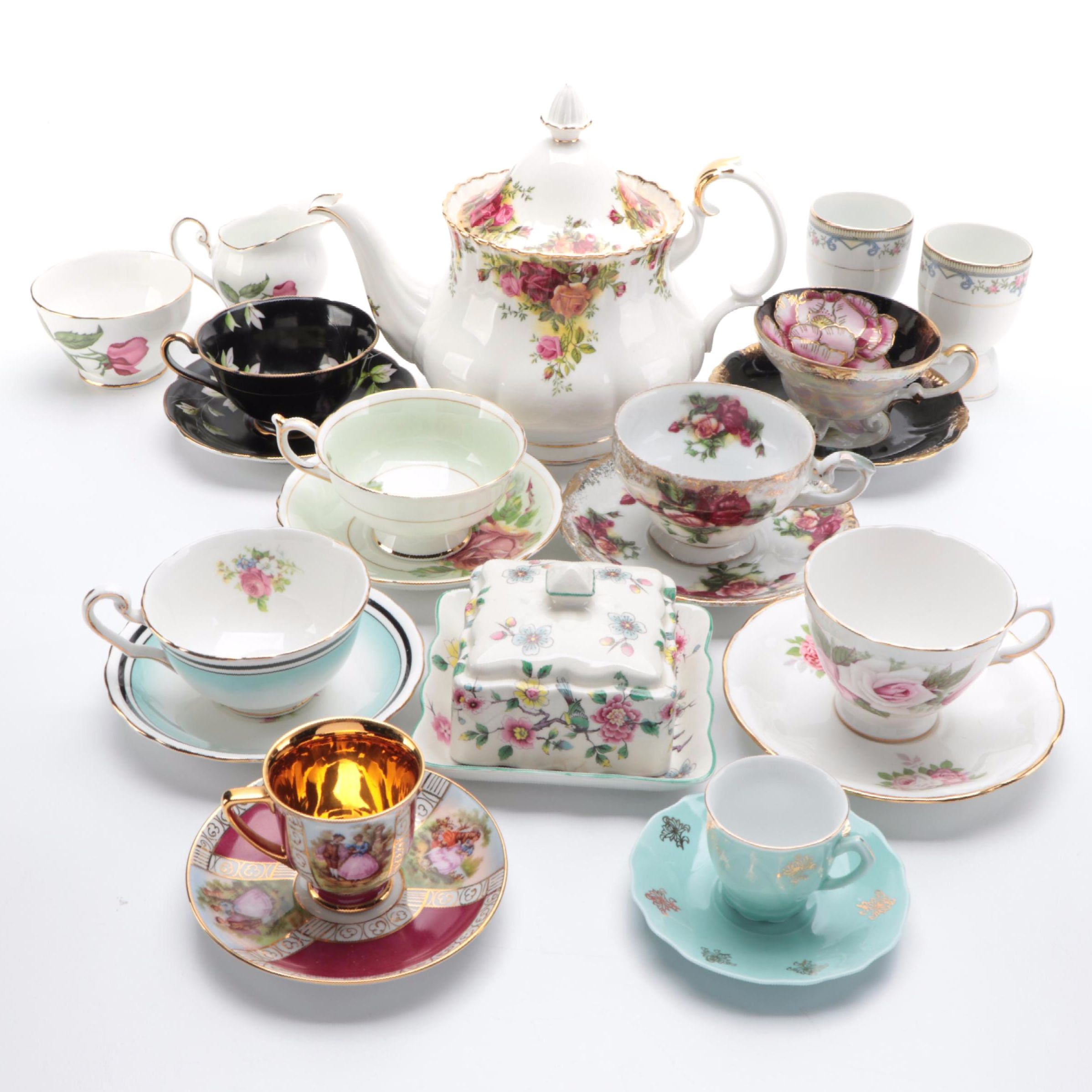 Royal Albert "Old Country Rose" Teapot with Assorted Porcelain Collection