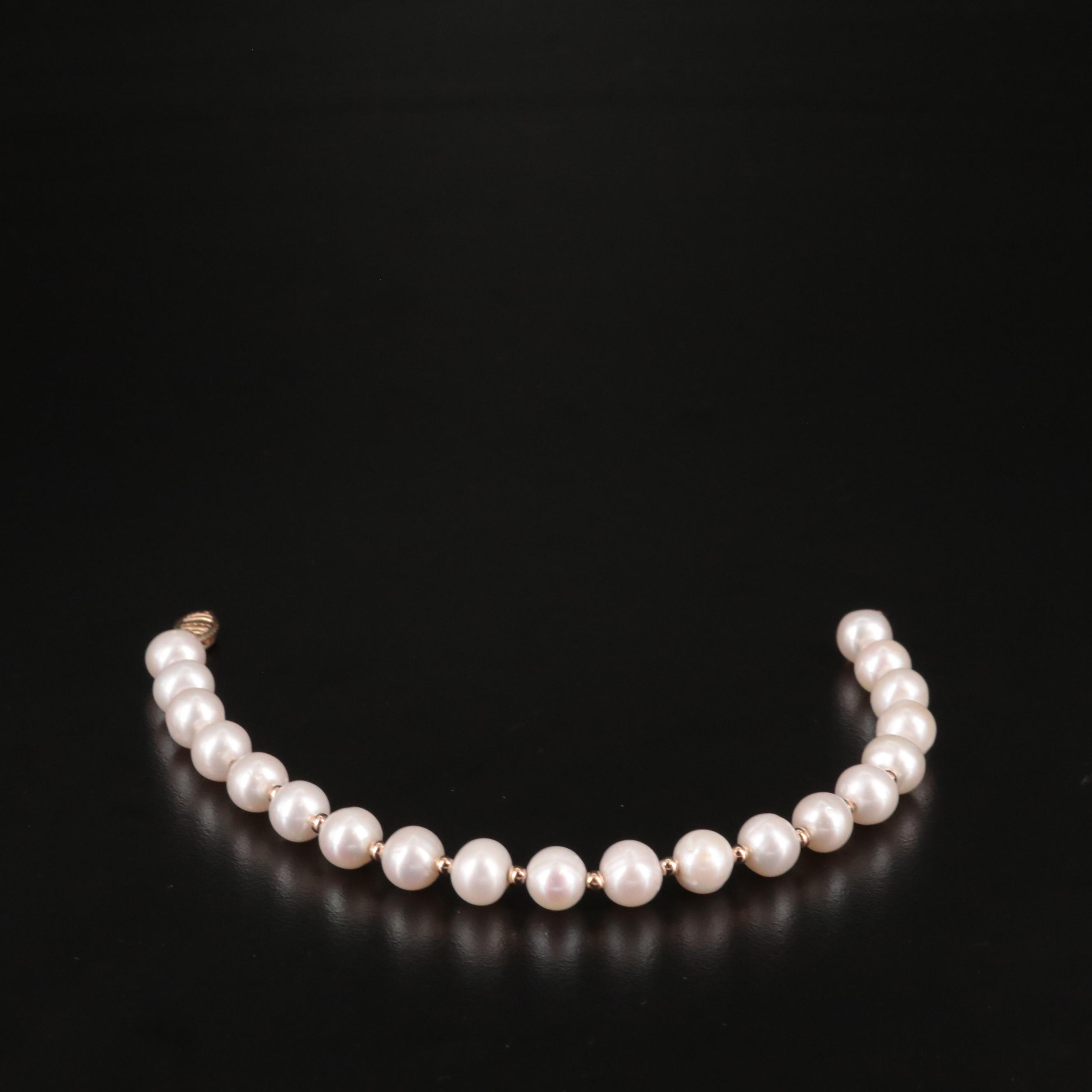 Pearl Bracelet with 14K Beads and Clasp
