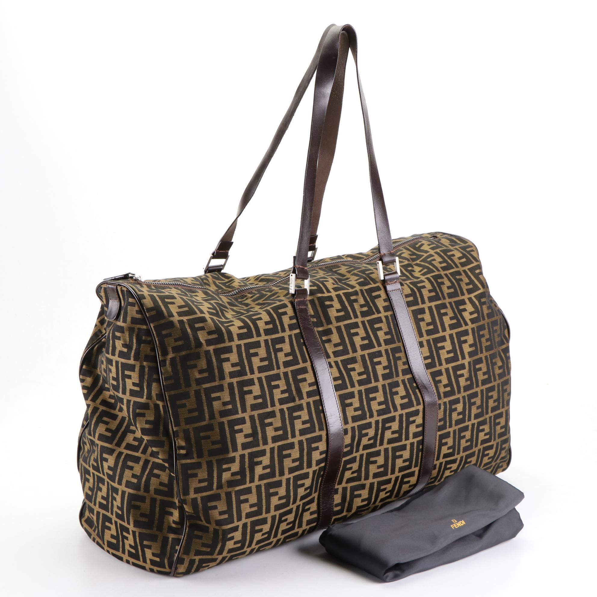 Fendi Duffle Bag in Zucca Printed Canvas and Leather Trim