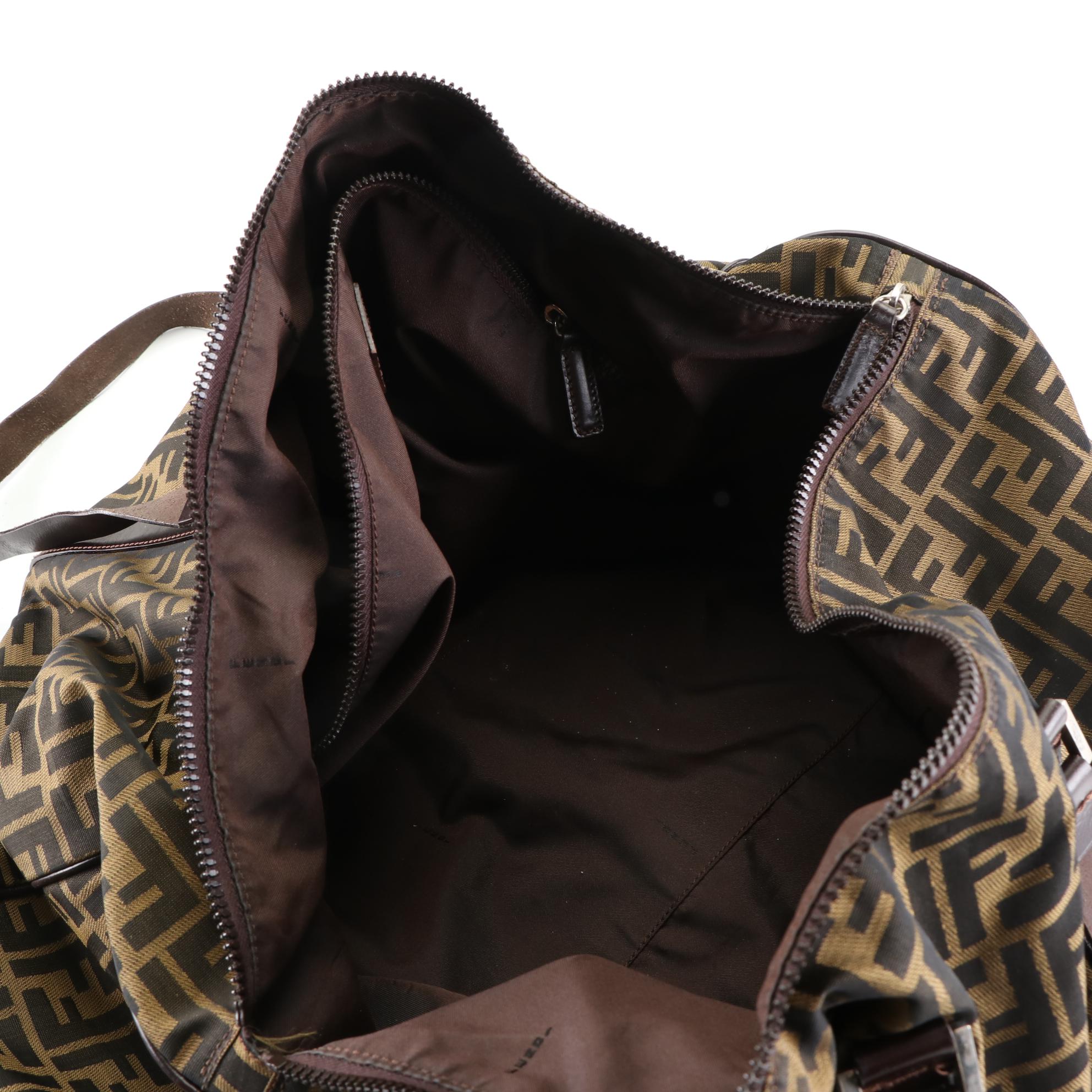 Fendi Duffle Bag in Zucca Printed Canvas and Leather Trim